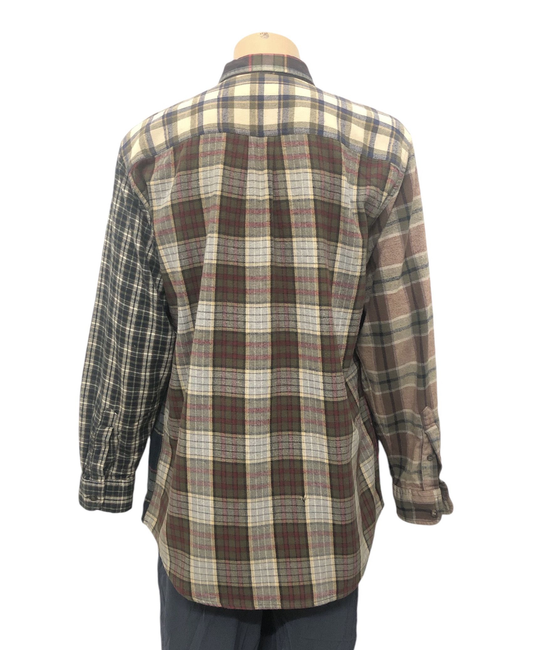 American Apparel × J.Crew × Vintage Rare 90s J.CREW Flannel Mixed Plaid Shirt Size US M / EU 48-50 / 2 - 2 Thumbnail