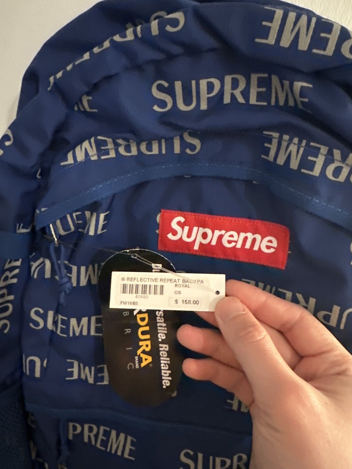Supreme FW16 Supreme 3M Reflective Repeat Backpack Black Size ONE SIZE - 8 Thumbnail
