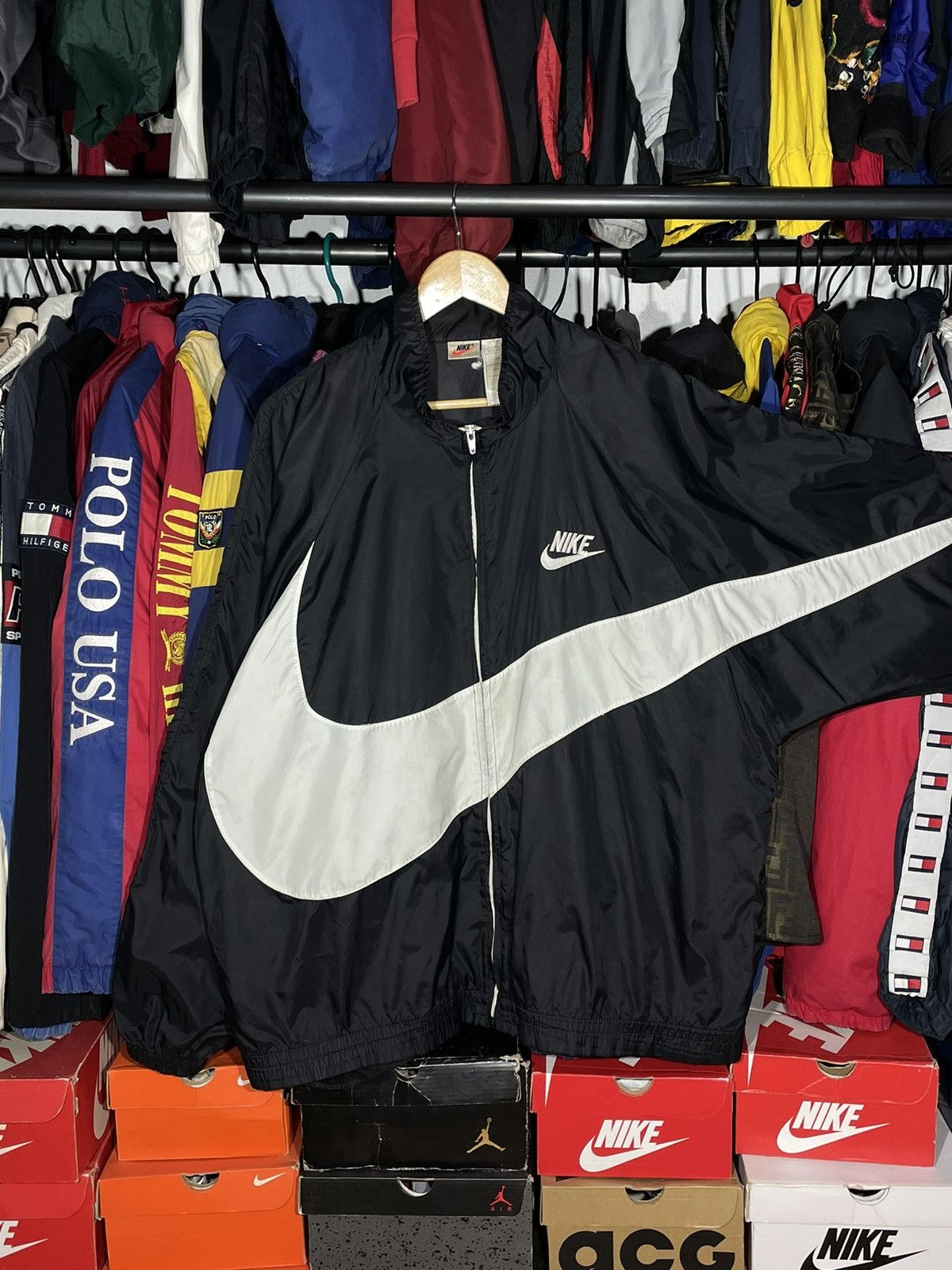 Nike × Vintage Windbreaker Nike Big Swoosh Vintage 90’s Size US XL / EU 56 / 4 - 4 Thumbnail