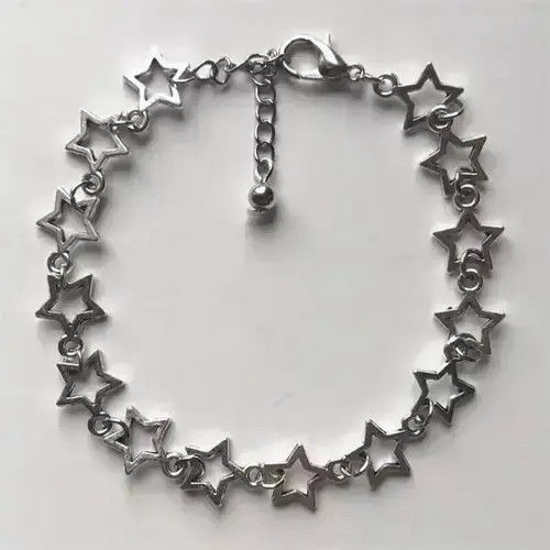 Jewelry Silver Color Grunge Stars Link Bracelet in Gold, Men's