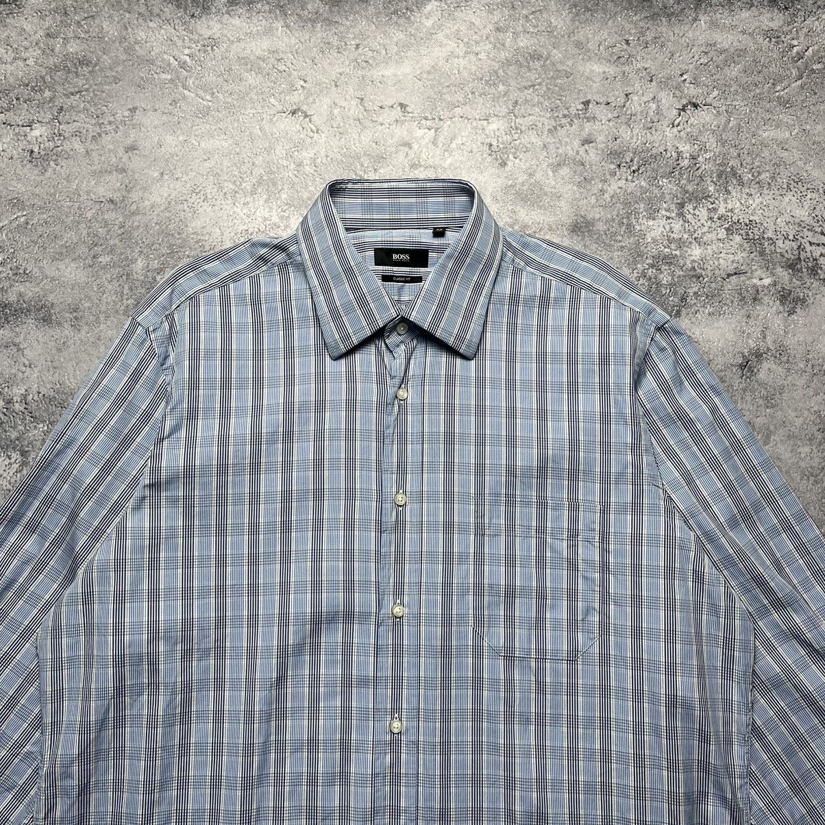 Designer × Hugo Boss Hugo Boss Checkered Shirt Long Sleeve Button Up Luxury Size US XL / EU 56 / 4 - 2 Thumbnail