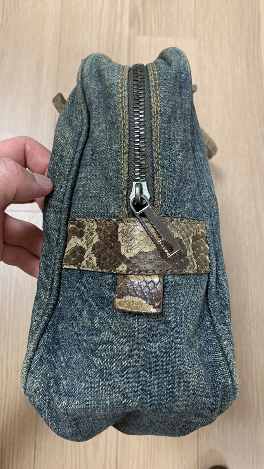 Fendi Fendi Military Blue Denim Mini Bag with Python Handles Size ONE SIZE - 5 Thumbnail