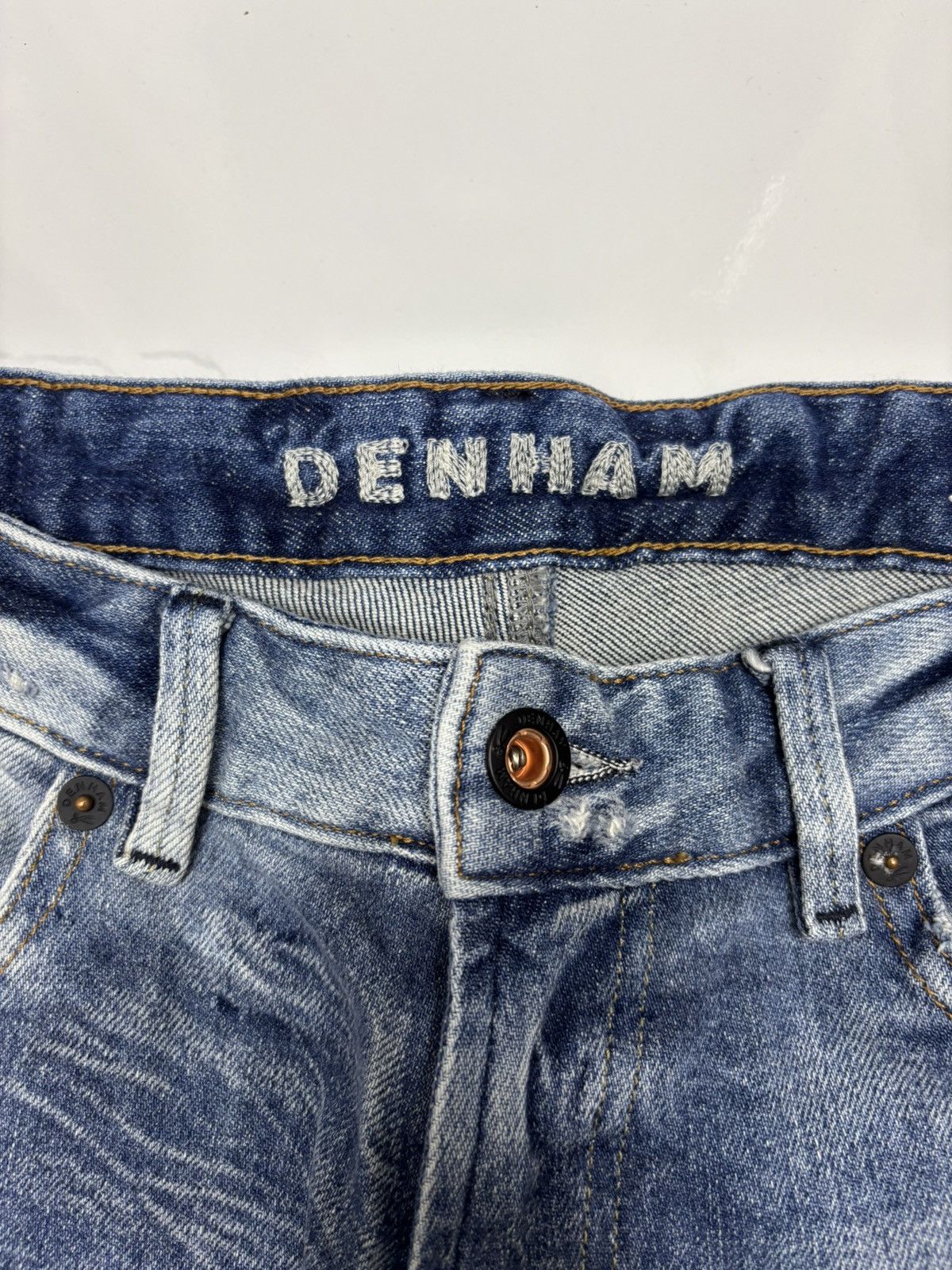 DENHAM Vintage Denham Half Selvedge Patchwork Distressed Denim Jean Size US 29 - 9 Thumbnail