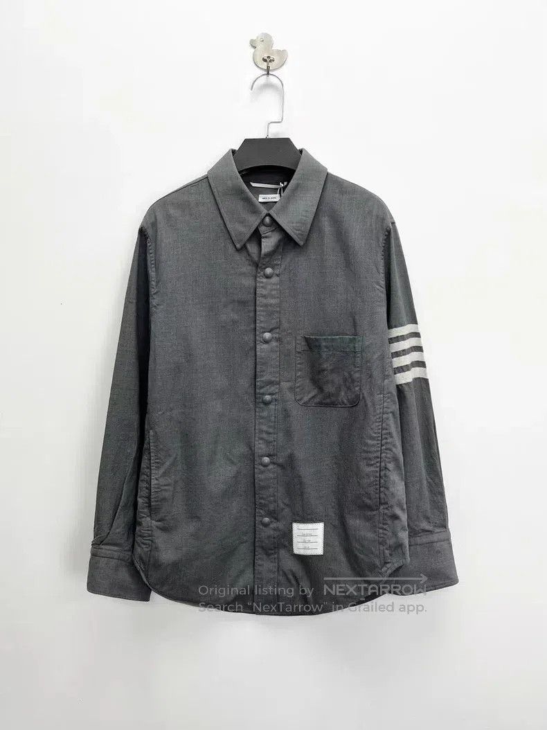 Thom Browne Thom Browne Gray Fine Wool Shirt Jacket Size US XS / EU 42 / 0 - 1 Thumbnail