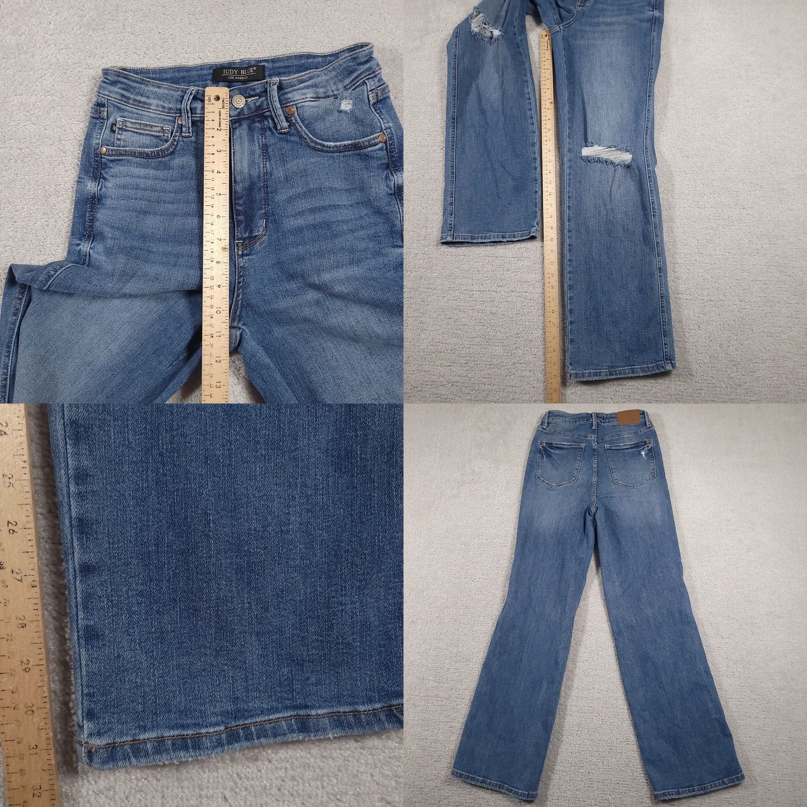 Denime Judy Blue Jeans Women's 7 Distressed Flared Boho Stretch Denim Jeans Bohemian Regular 5-Pocket Blue Autumn Women Size 28" / US 6 / IT 42 - 8 Thumbnail