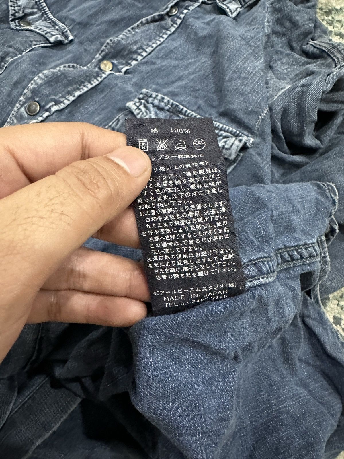 45rpm 45rpm Japan Western Denim Wash Button Up Shirt Size US M / EU 48-50 / 2 - 12 Thumbnail
