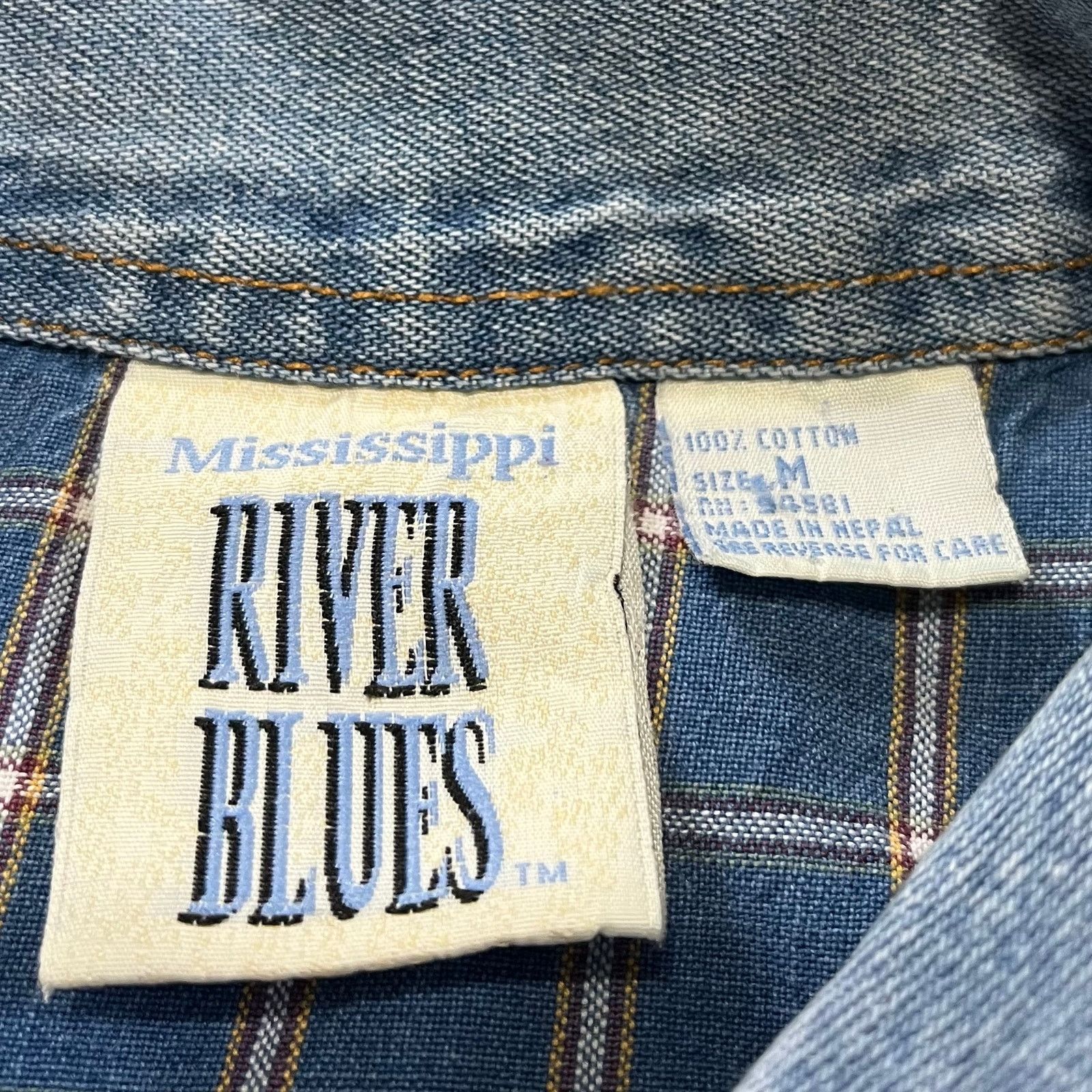 Other Vintage River Blues Plaid Lined Lighter Washed Denim Button Size US M / EU 48-50 / 2 - 3 Thumbnail