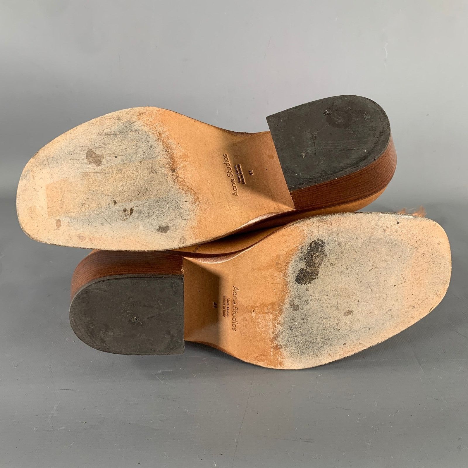 Acne Studios ACNE Size 8 Brown Crackled Leather Ankle Boots Size US 8 / EU 41 - 6 Thumbnail