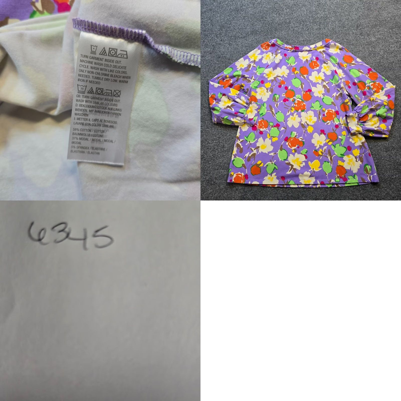 Isaac Mizrahi Isaac Mizrahi Live Top Women L Purple Floral Stretch Long Sleeve Casual Blouse Mens? Size L / US 10 / IT 46 - 8 Thumbnail