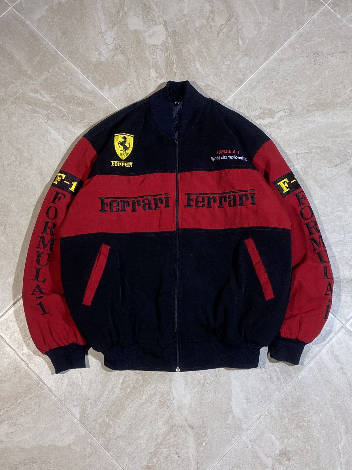 Vintage ferrari f1 formula 1 racing bomber jacket hotsell