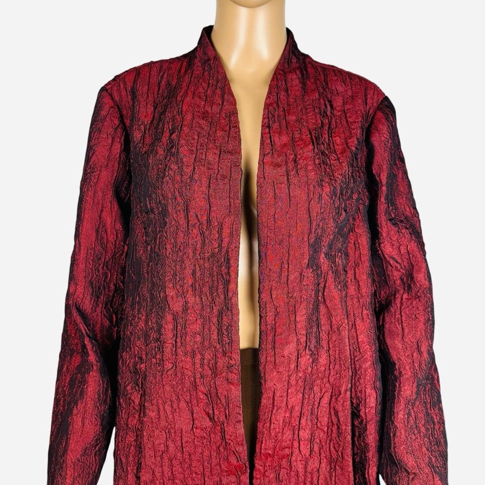 Coldwater Creek Coldwater Creek Red Crinkle Open Front Jacket Size L Petite Size L / US 10 / IT 46 - 2 Thumbnail