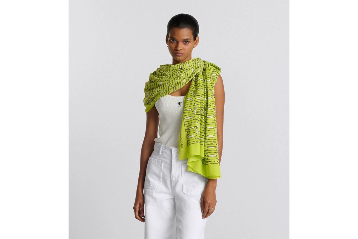 Dior o1bcso1str0226 Size:OS/Allover Sarong in White/Yellow Size ONE SIZE - 5 Thumbnail