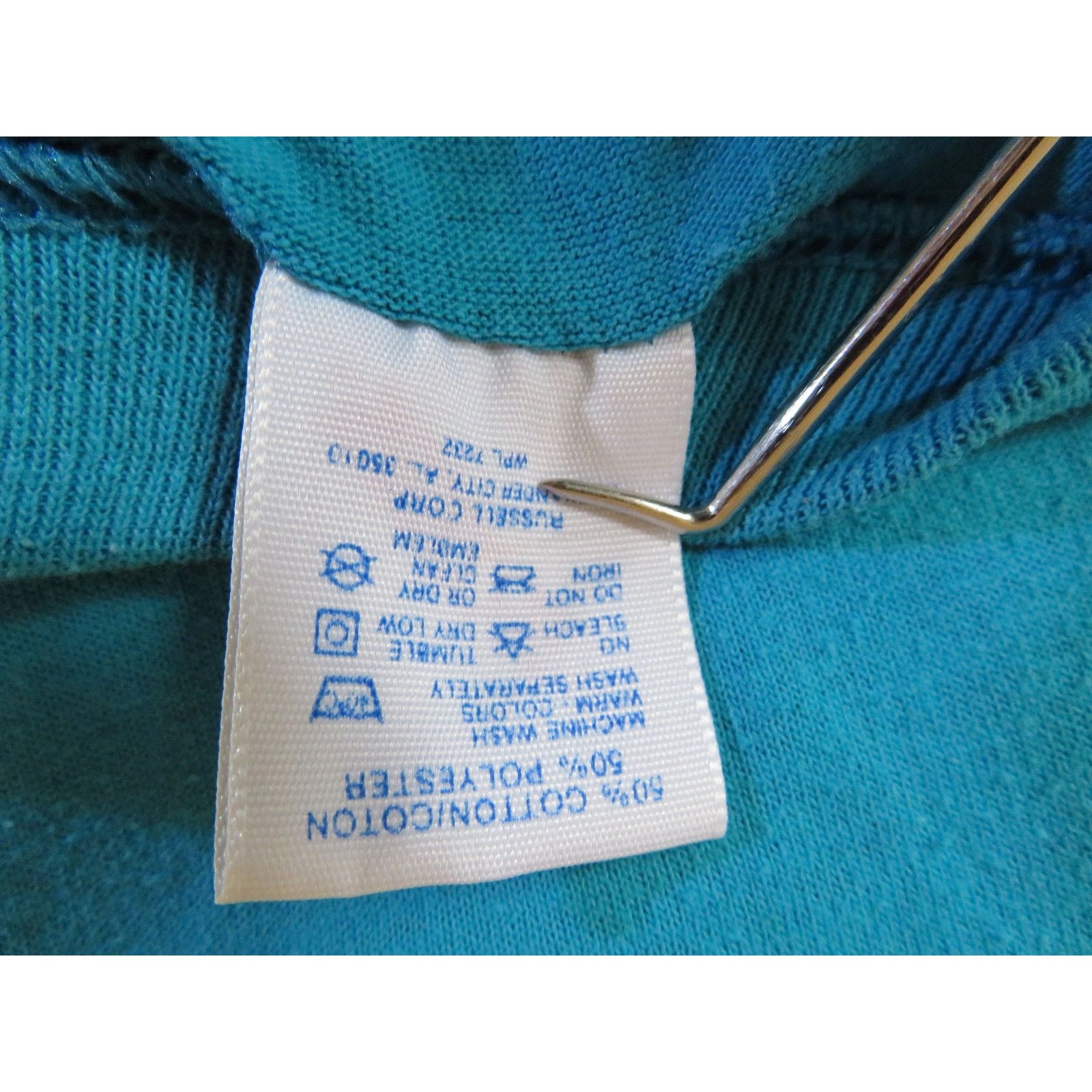 Jerzees Japanese Writing Saying T-Shirt Blue Gold L-XL 1990s Jerzees Size US XL / EU 56 / 4 - 6 Thumbnail