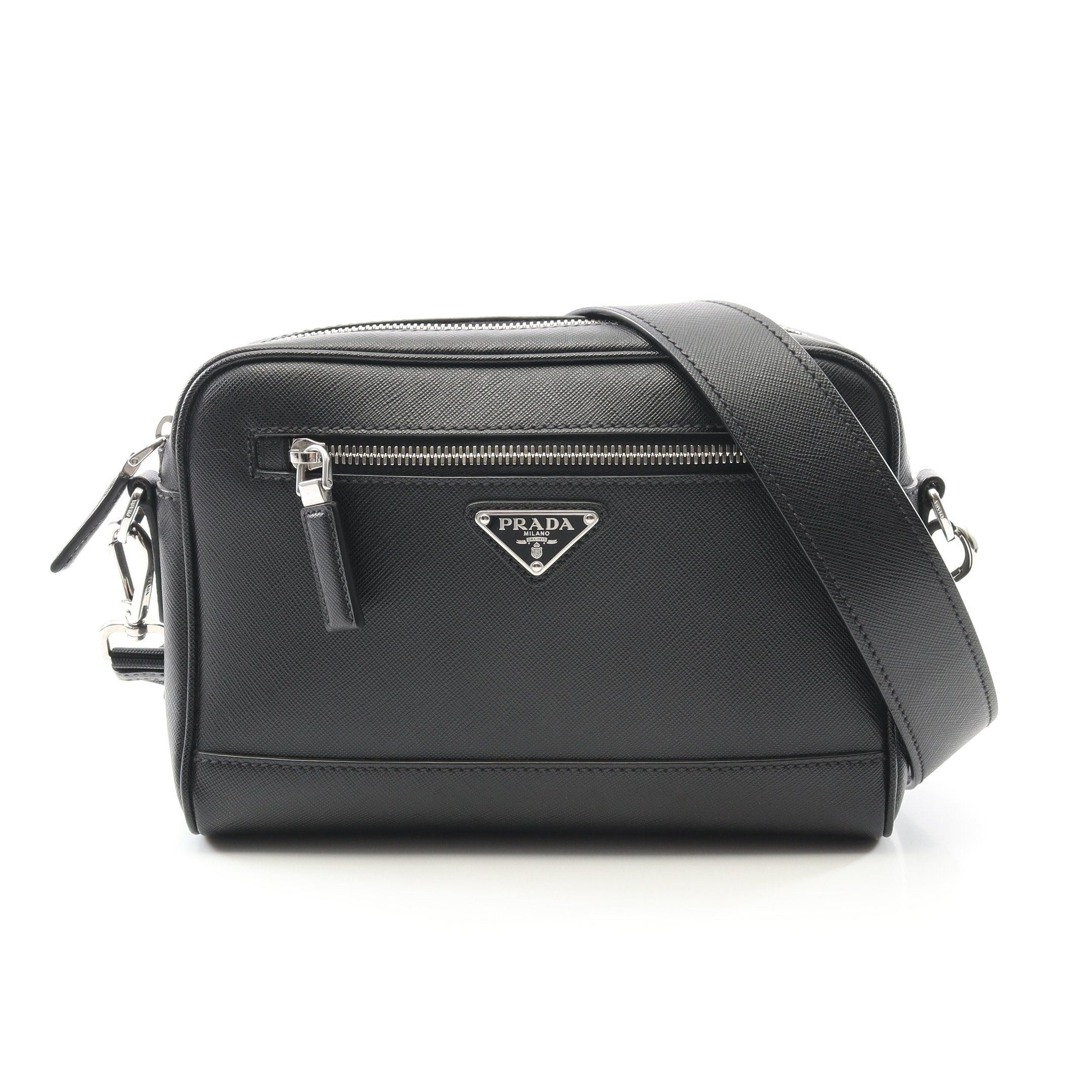 Prada Prada Saffiano Travel Shoulder Bag Leather Black Size ONE SIZE - 1 Thumbnail