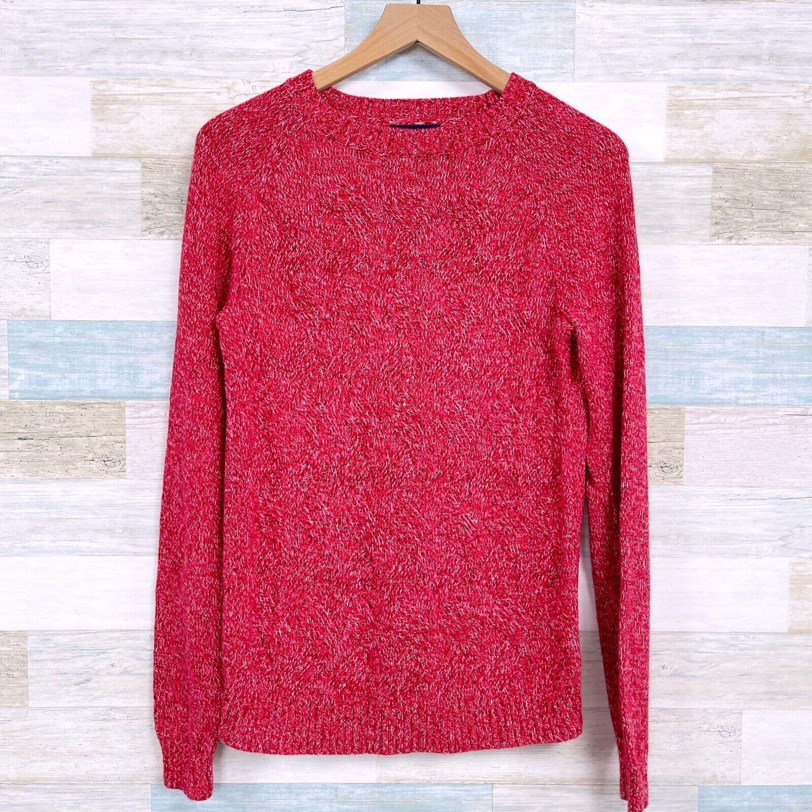 Lands' End Lands End Drifter Marled Knit Sweater Pink Crewneck 10 12 Size L / US 10 / IT 46 - 1 Thumbnail