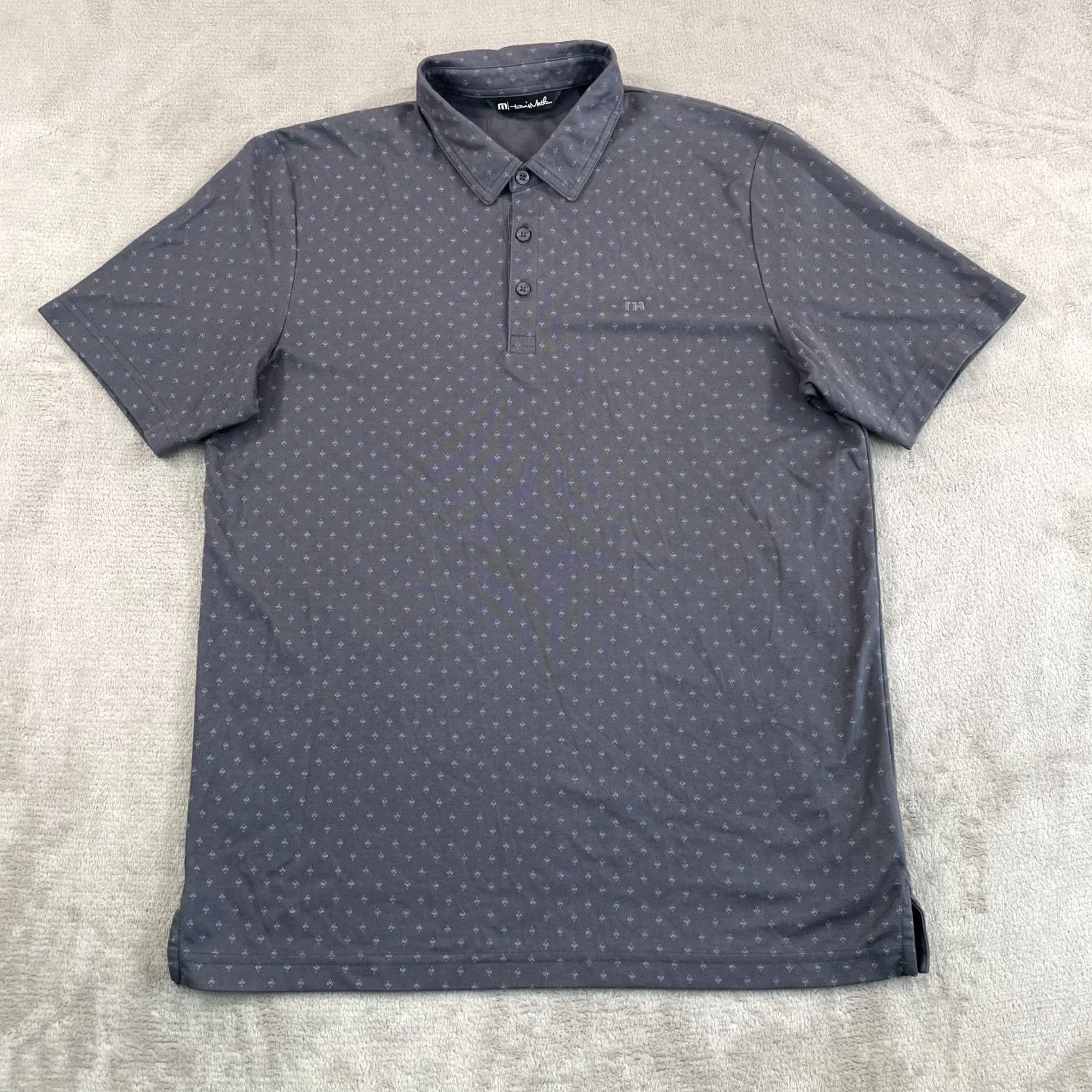 TravisMathew Travis Mathew Shirt Mens L Gray Eagle Peak Golf Polo Men Heather Dark Grey Performance Size US L / EU 52-54 / 3 - 4 Thumbnail