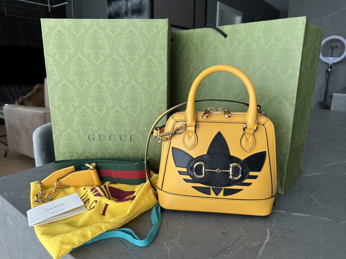 image of Gucci X Adidas Horsebit 1955 Mini Bag in Yellow, Women's