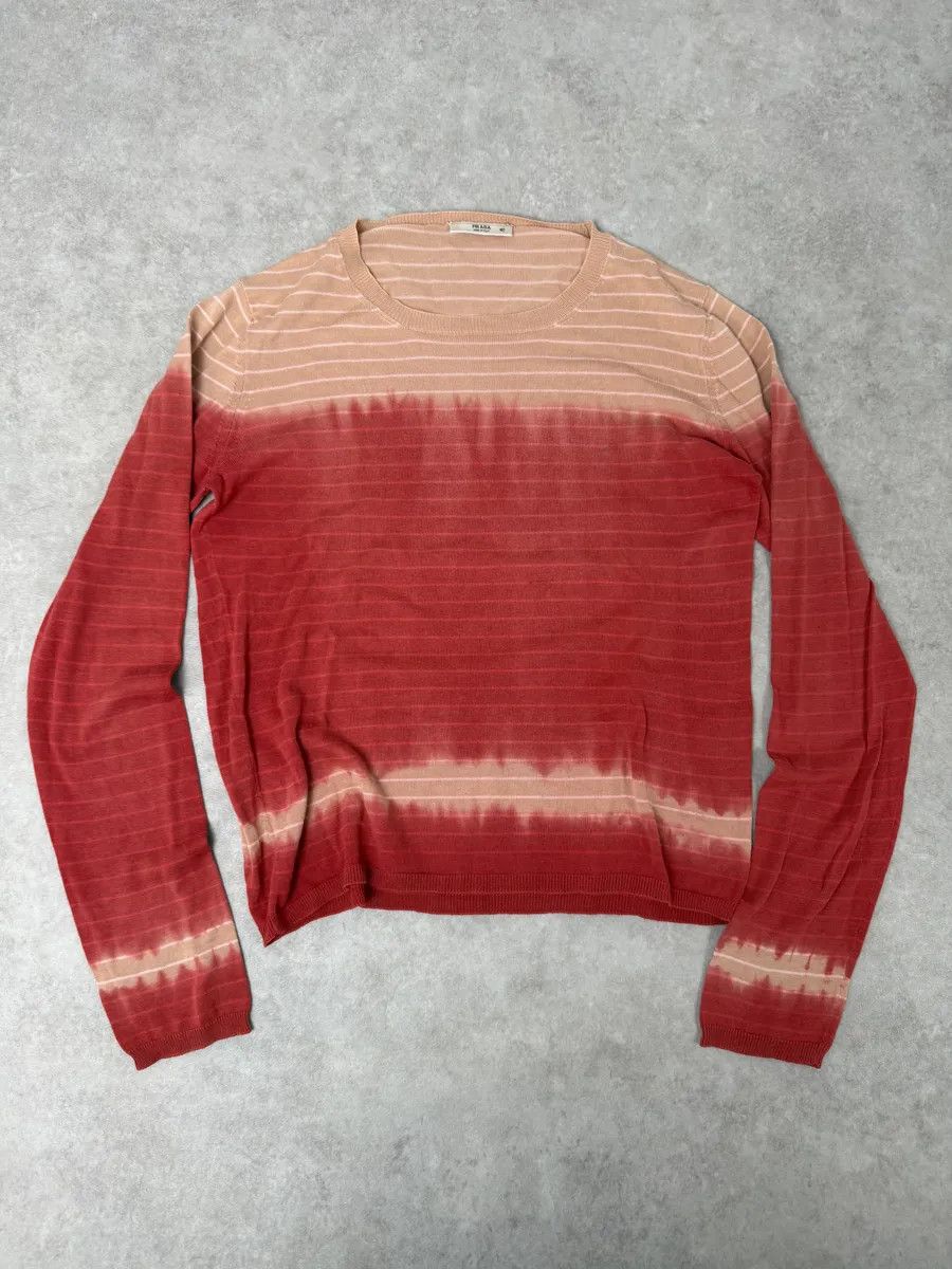 Prada 2000s Prada Beige & Red Gradient Striped Sweater Size S / US 4 / IT 40 - 6 Thumbnail