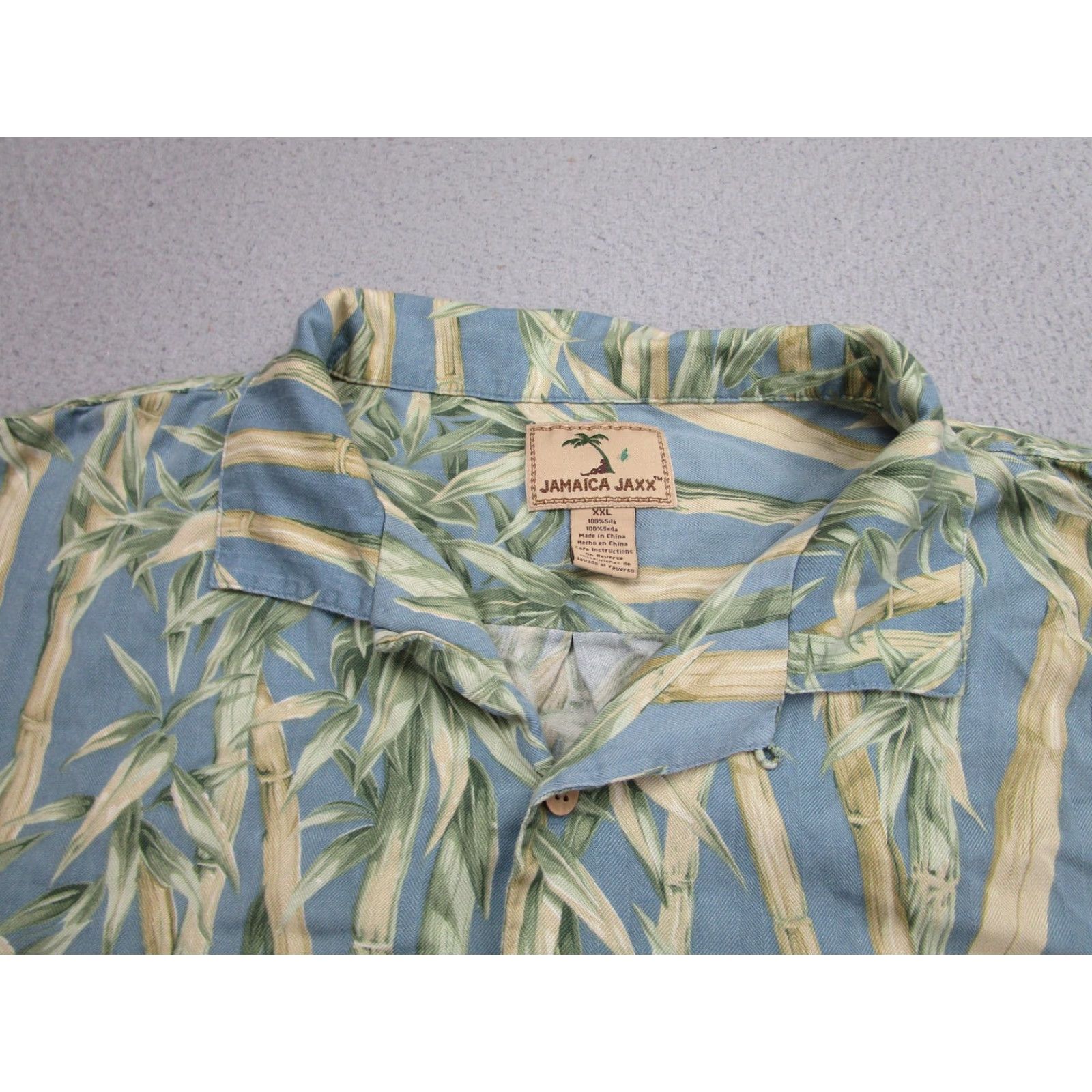 Vintage Jamaica Jaxx Shirt Mens 2XL Blue Green Silk Bamboo Print Camp Aloha Hawaiian Size US XXL / EU 58 / 5 - 3 Thumbnail
