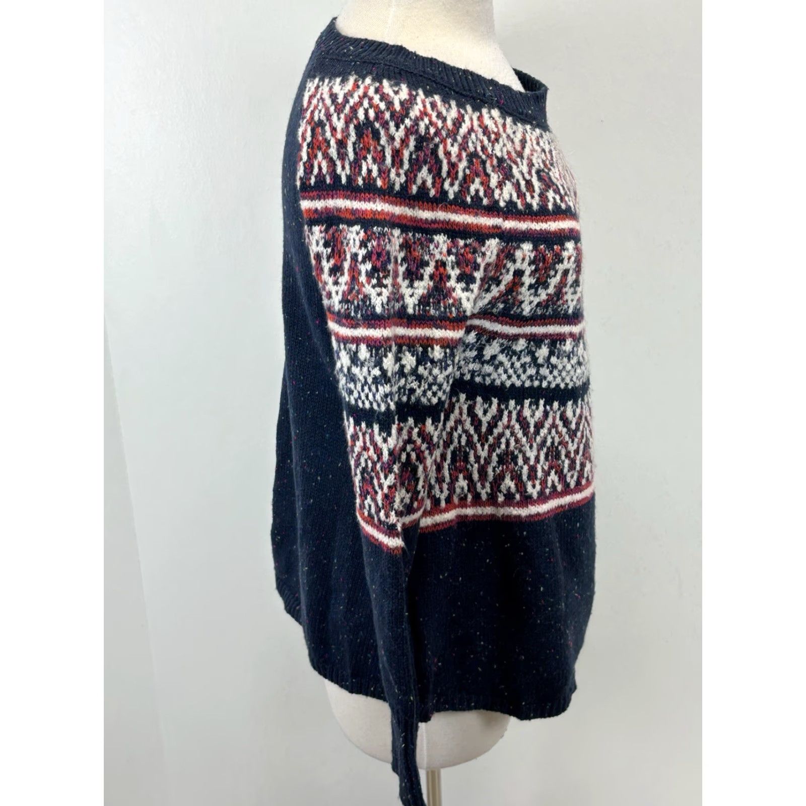 Vintage Natural Reflection Sweater Women’s Small Navy Knit Fair Isle Pullover Size S / US 4 / IT 40 - 4 Thumbnail