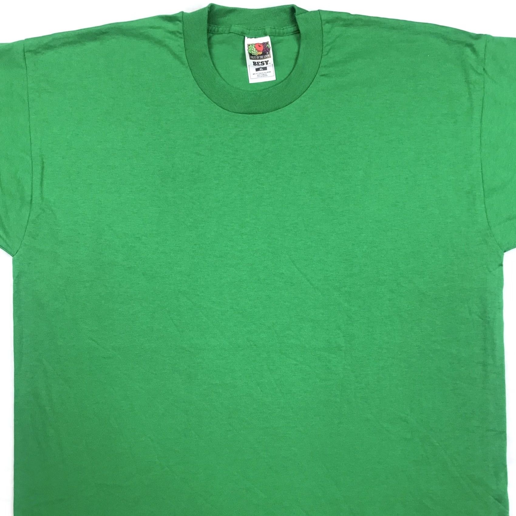 Fruit Of The Loom VINTAGE FRUIT OF THE LOOM T-Shirt Men XL Green 90s 80s Kelly Crew Neck Short Sleeve Cotton Polyester Smooth Soft Thin NOS Vintage Shirt Size US XL / EU 56 / 4 - 5 Thumbnail