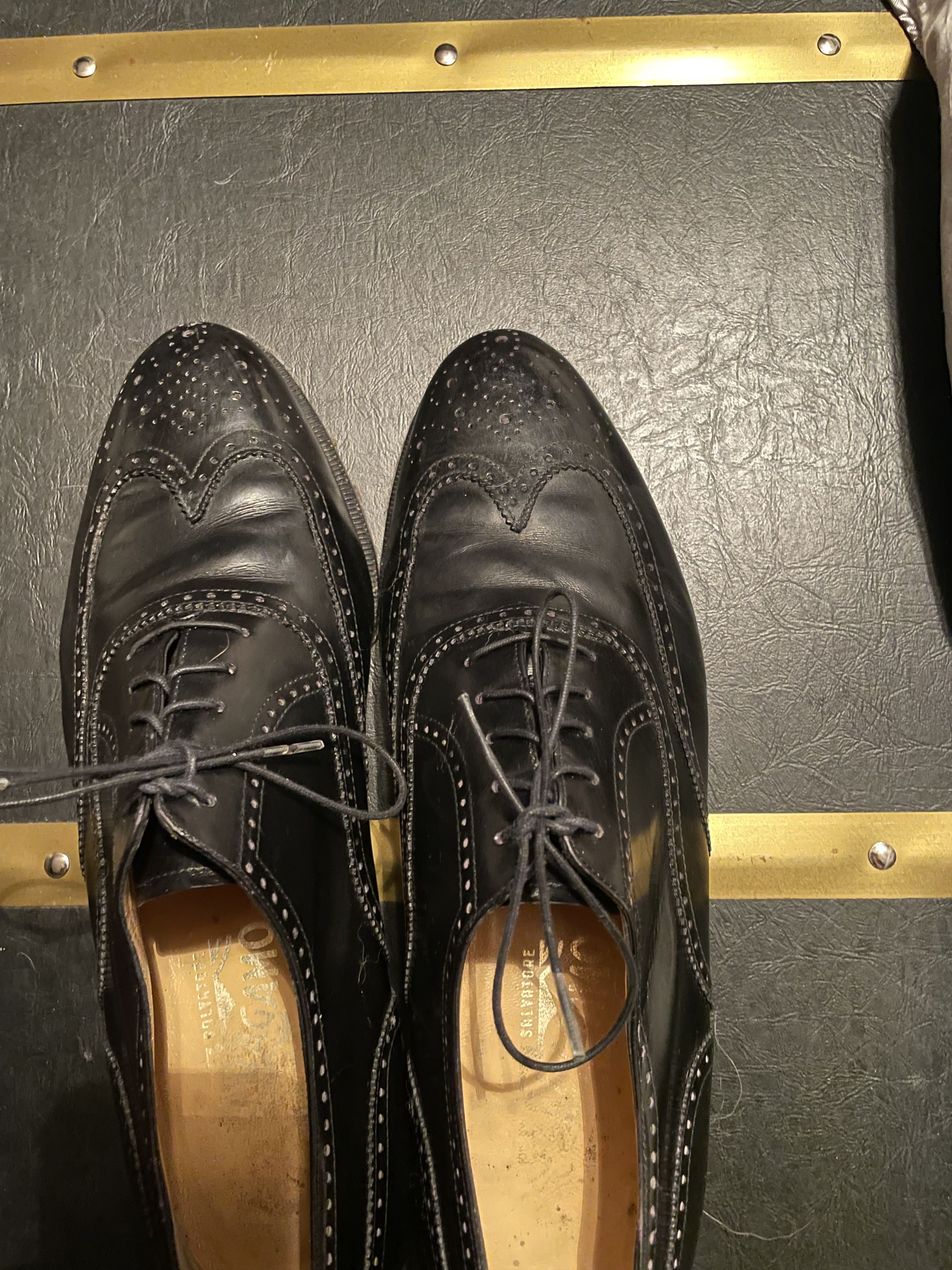 Salvatore Ferragamo Salvatore Ferragamo Black Leather Wingtip Oxford Shoes 9 Size US 9 / EU 42 - 12 Thumbnail