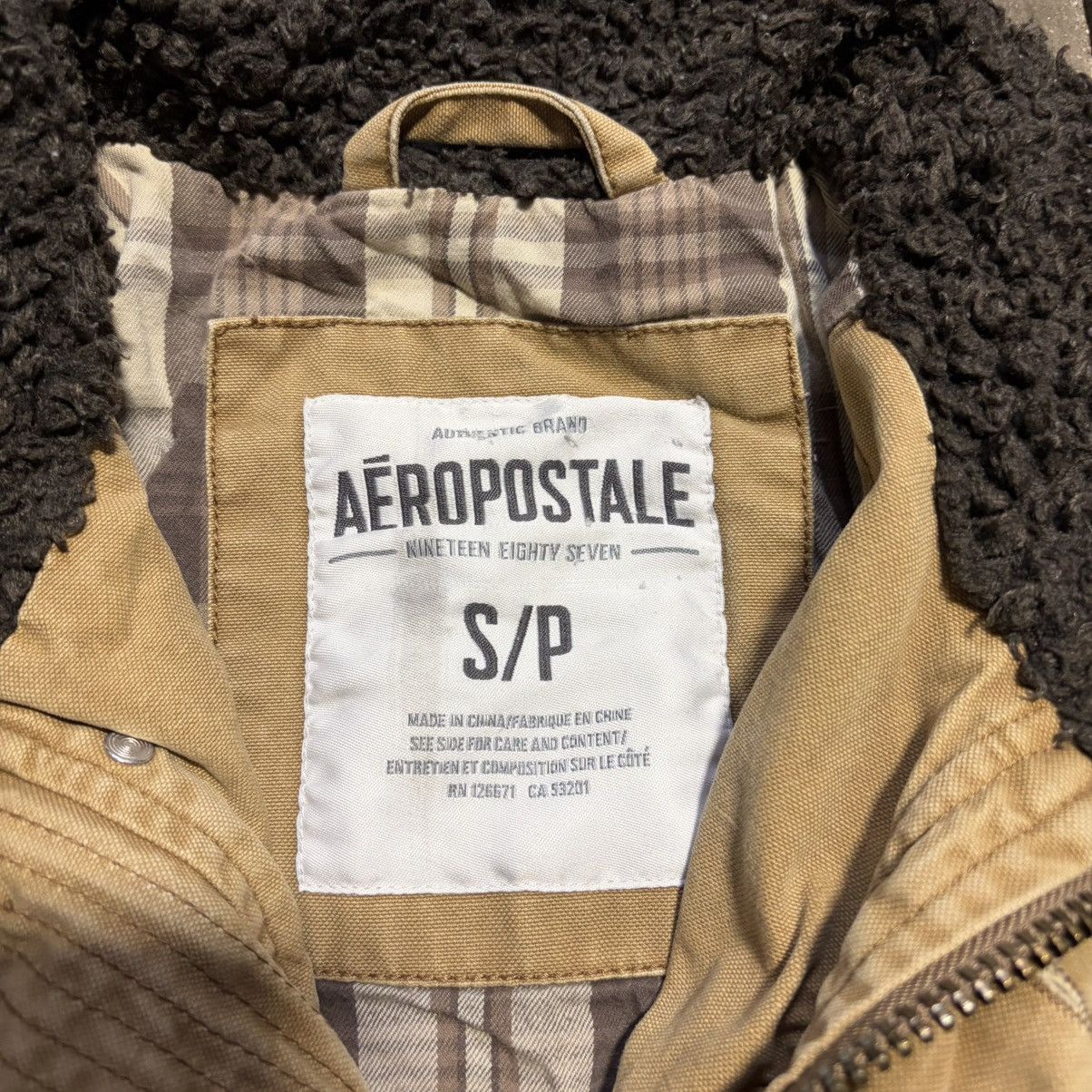 Aeropostale Vintage Aeropostale Canvas Jacket Sherpa Plaid Lined WolfJaw Size US S / EU 44-46 / 1 - 9 Thumbnail
