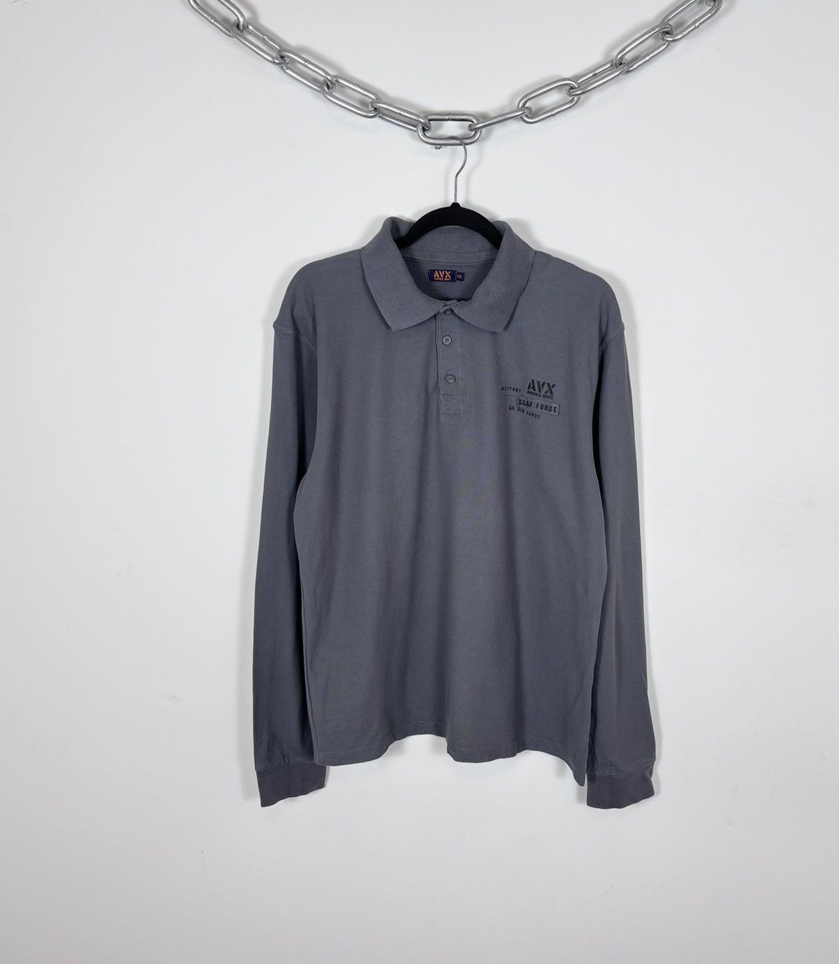 Avirex Avirex Men’s US Air Force Gray Long Sleeve Polo Shirt Size US XXL / EU 58 / 5 - 1 Thumbnail
