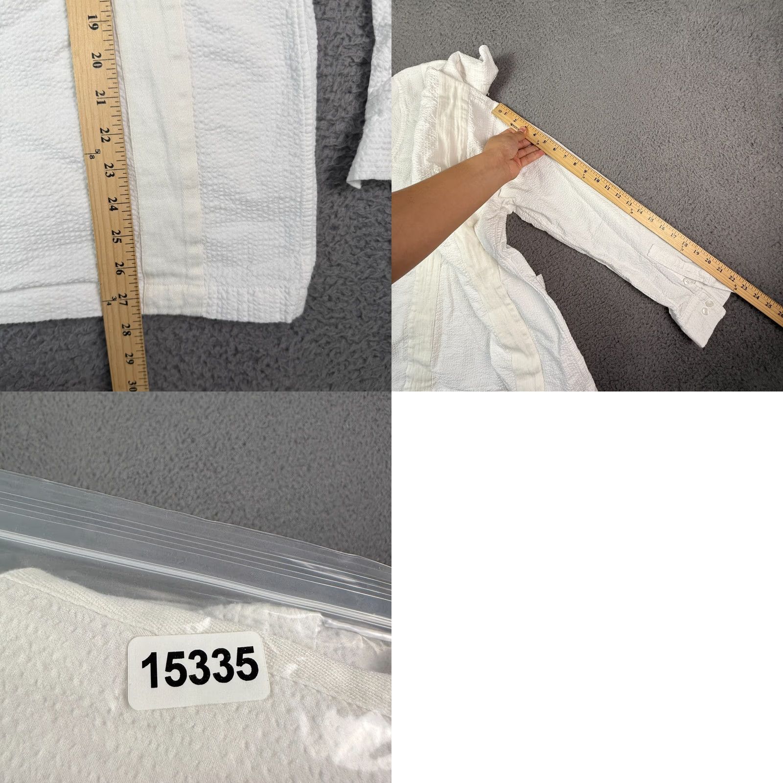 Kith VINTAGE KITH Seersucker Long-Sleeve Boxy Collared Overshirt Mens L White Guayabera Size US L / EU 52-54 / 3 - 8 Thumbnail