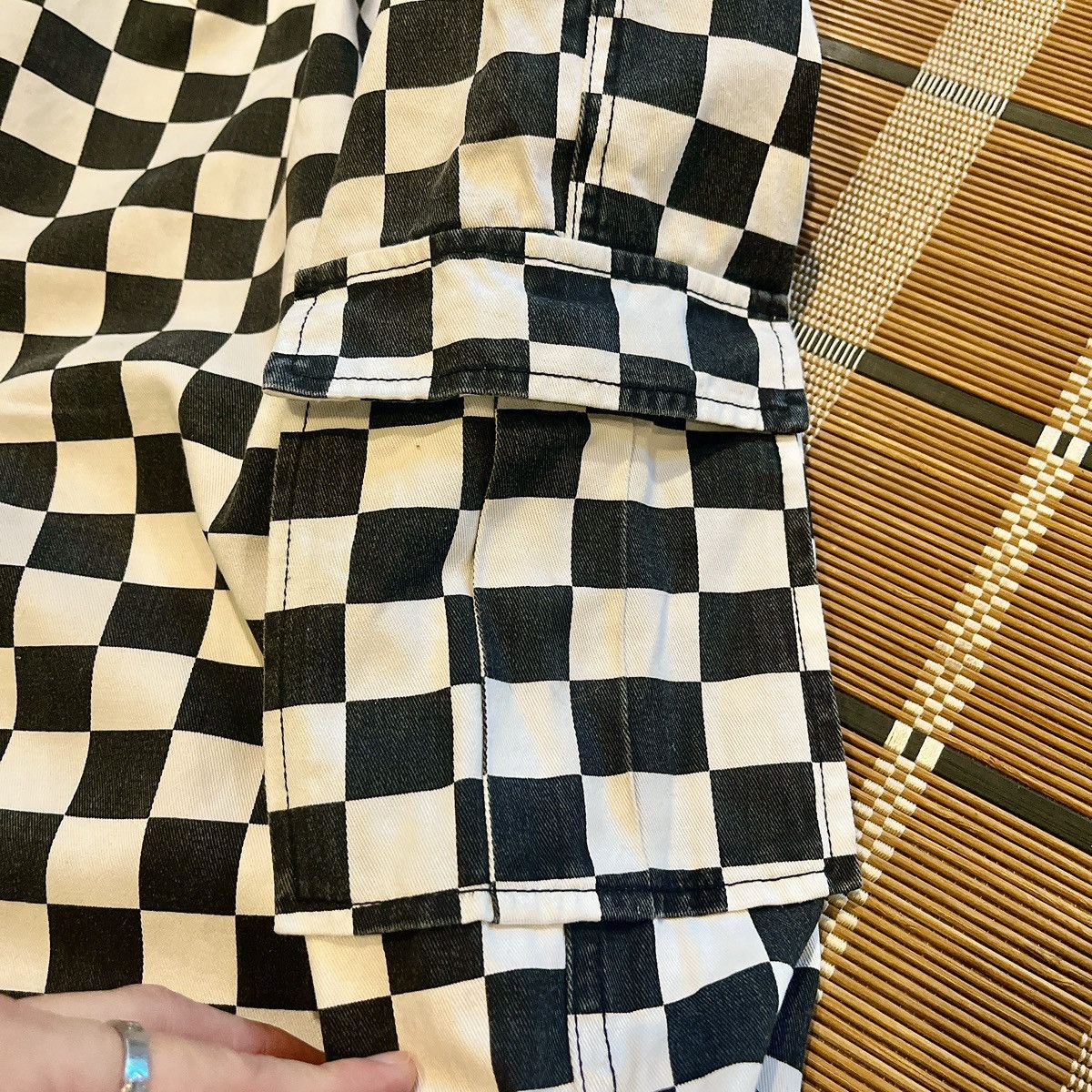 Japanese Brand × Vintage VTG White Checkerboard Pants With Flared Legs Size US 34 / EU 50 - 5 Thumbnail