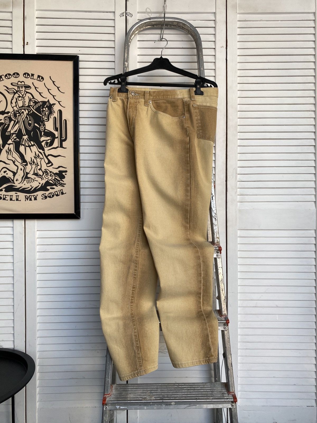 Roberto Cavalli × Vintage Roberto Cavalli Sand Wash Jeans Logo Metal Buttons & Sunset Size 29" - 10 Thumbnail