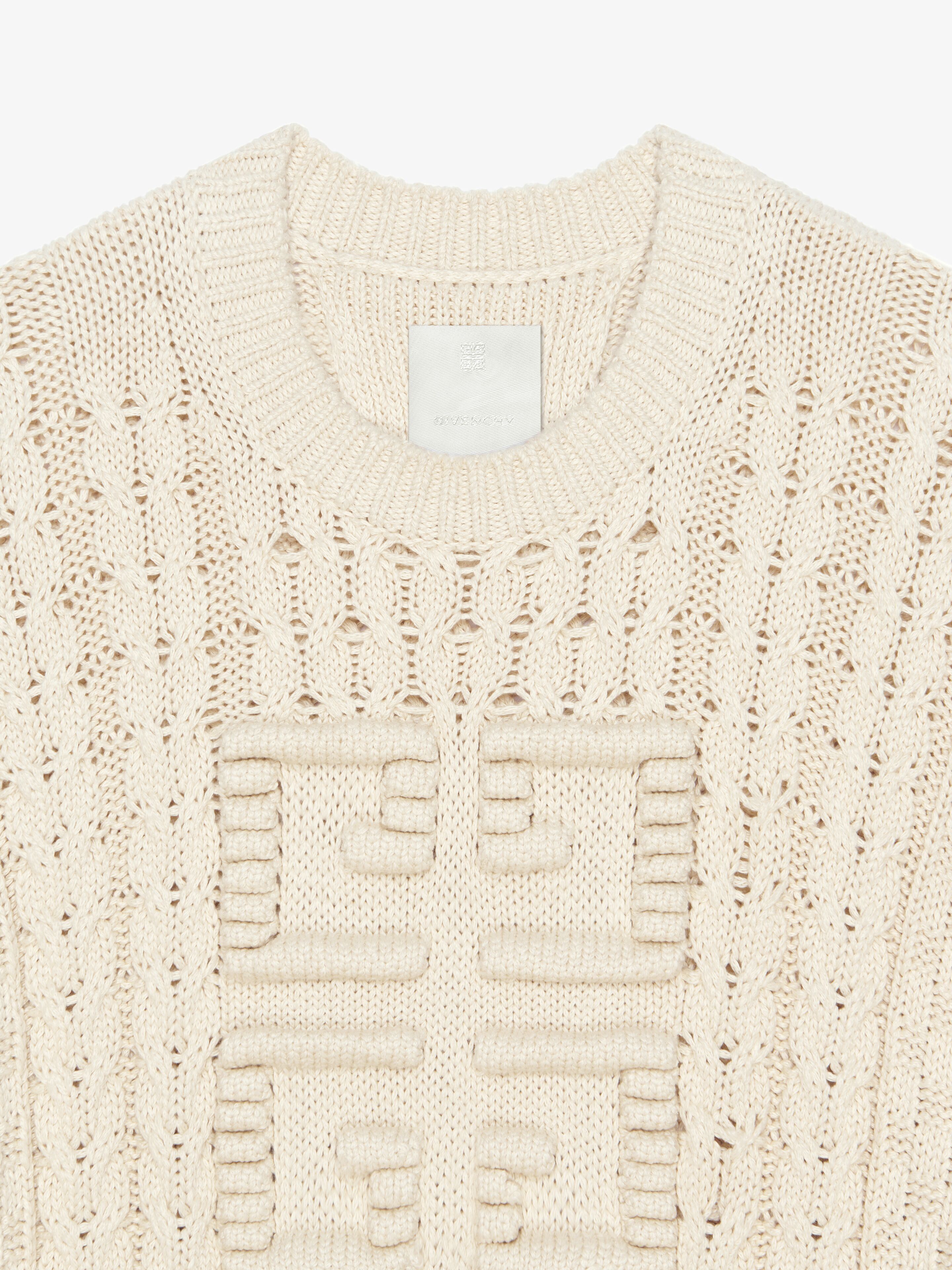 Givenchy o1srvl11e0325 4G Cable Knit Sweater in Sea Salt Size US M / EU 48-50 / 2 - 5 Thumbnail