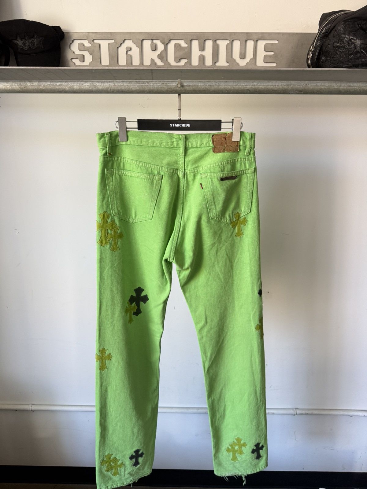 Chrome Hearts Chrome Hearts Lime Green 501 Patch Jeans Size US 33 - 4 Thumbnail