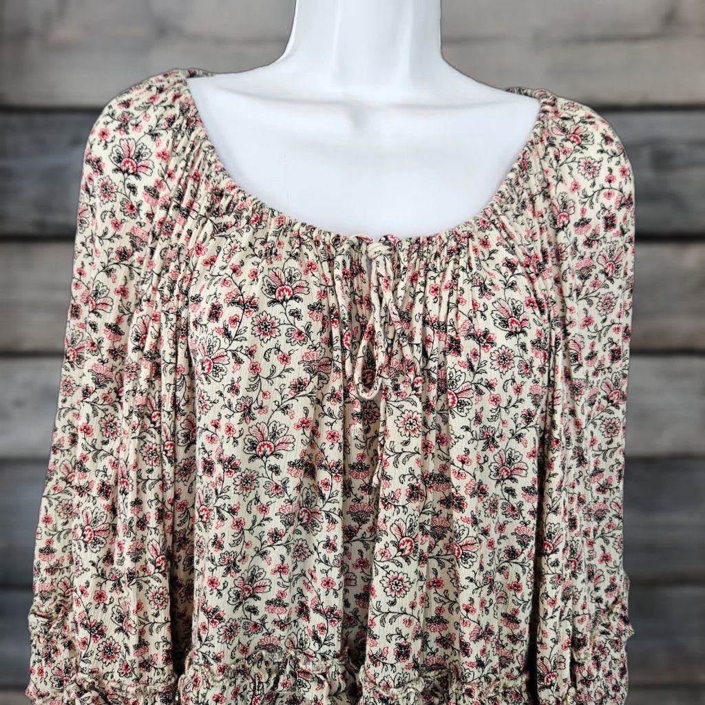 Vintage VINTAGE Denim & Supply Ralph Lauren Womens Boho Top Sz Large Red Black Floral Cotton... Size L / US 10 / IT 46 - 1 Thumbnail