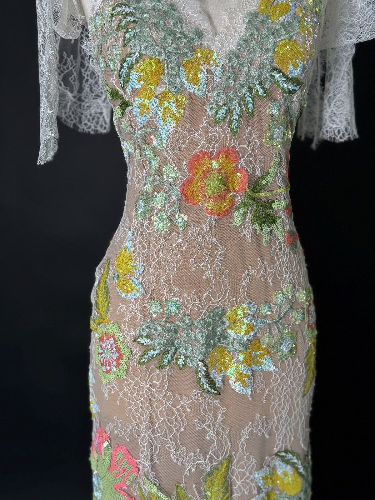 Other Brand New US 8 Elie Saab Lace Gown with Floral Appliques Size M / US 6-8 / IT 42-44 - 3 Thumbnail