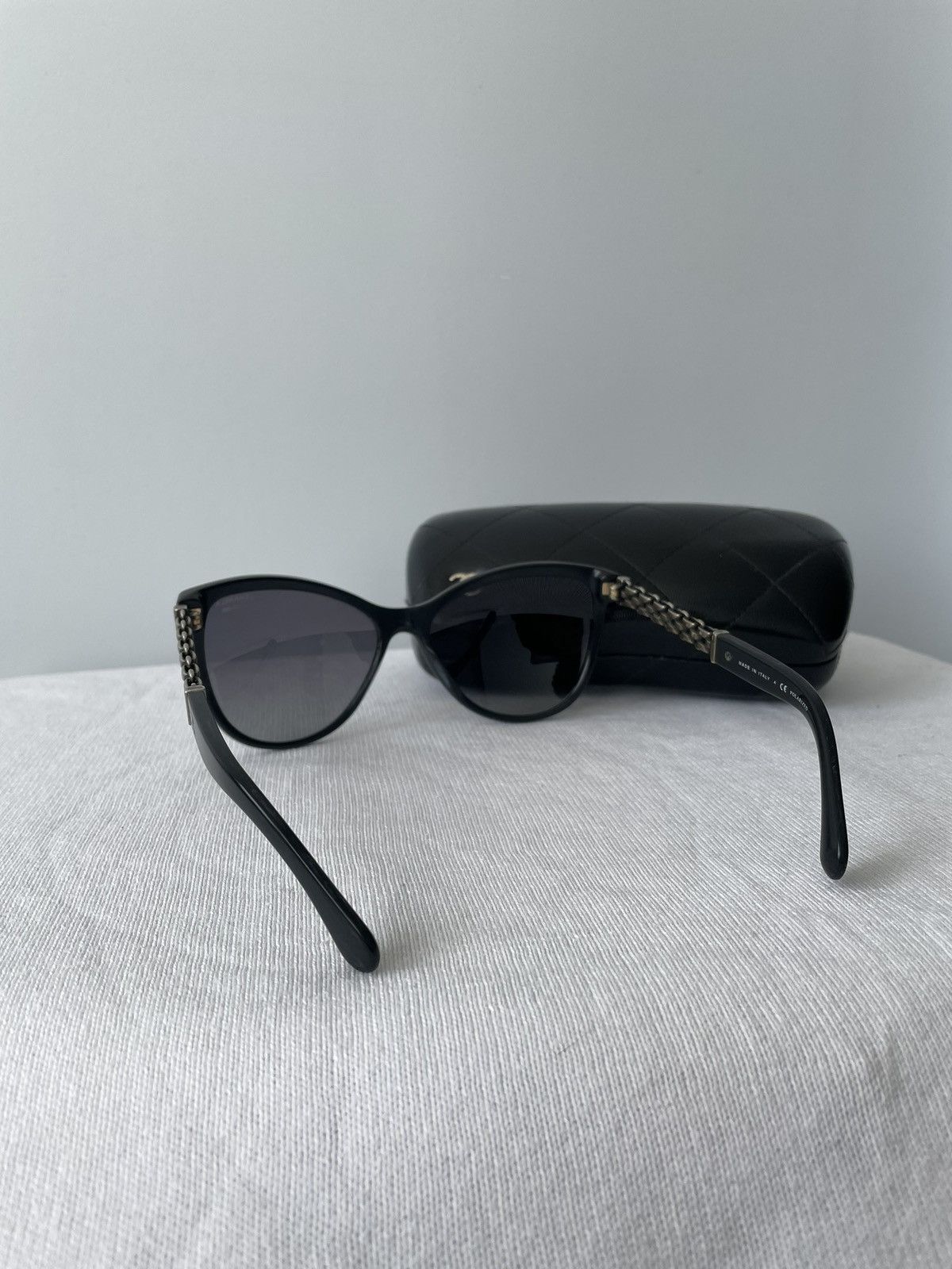 Chanel × Designer × Vintage Chanel Vintahe Black Silver Sunglasses Metal Old Money Size ONE SIZE - 6 Thumbnail