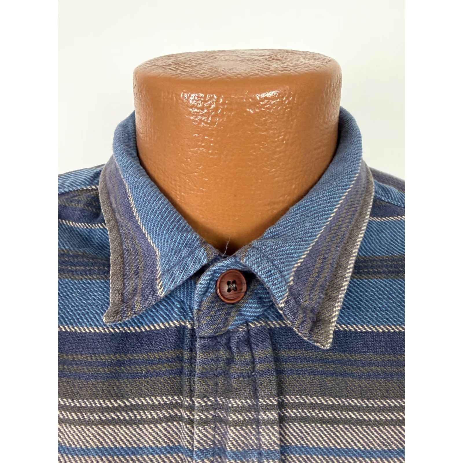 Vintage VINTAGE Old School Clothing Co. Shirt XL Blue Striped Handwoven Cotton Button-Up Men's Size US XL / EU 56 / 4 - 3 Thumbnail