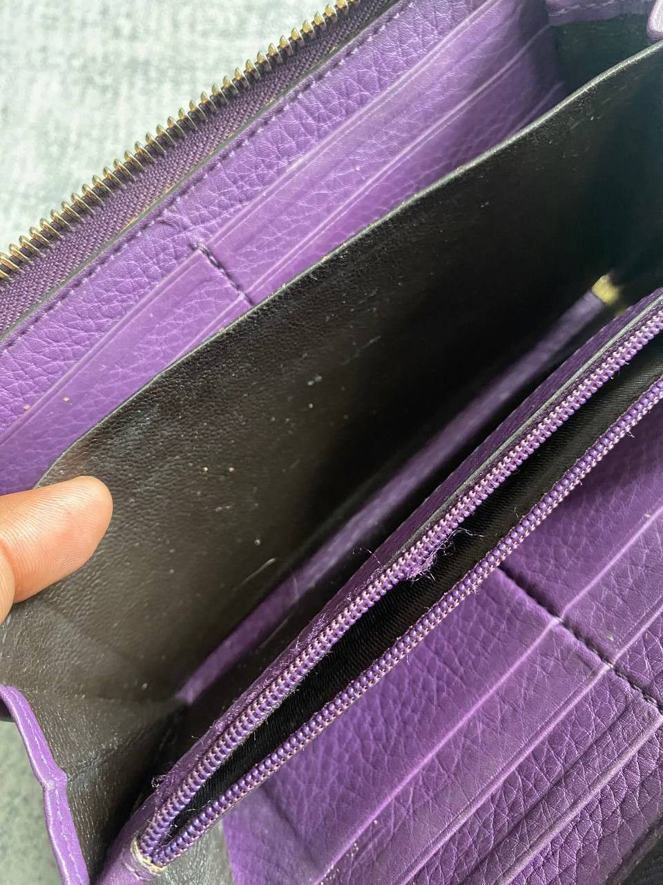 Gucci Gucci Soho GG Zip Around Leather Wallet Purple Size ONE SIZE - 11 Thumbnail