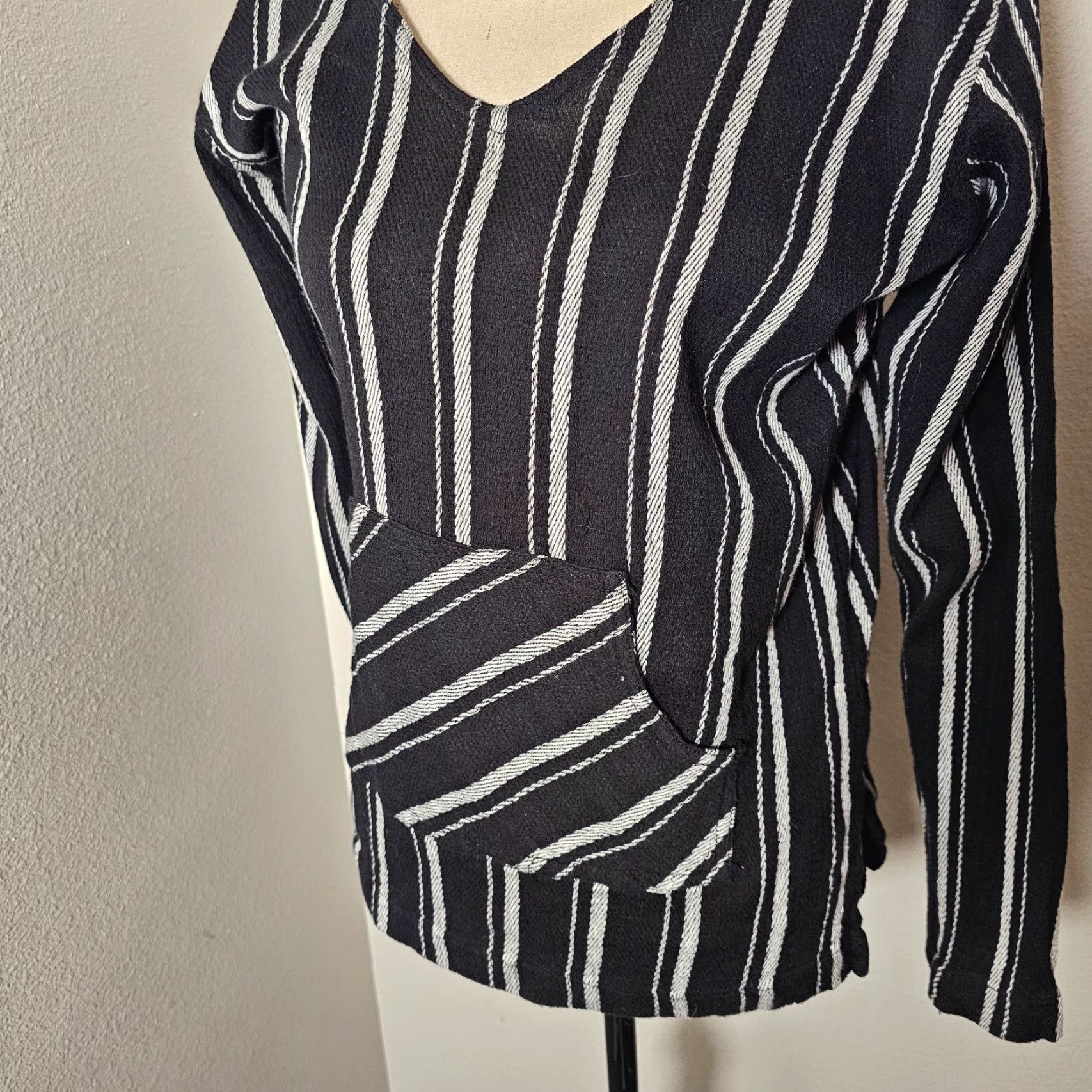 Vintage BUC EES Beach Pullover Cover Up Hooded Striped Women's XL Black Size XL / US 12-14 / IT 48-50 - 3 Thumbnail