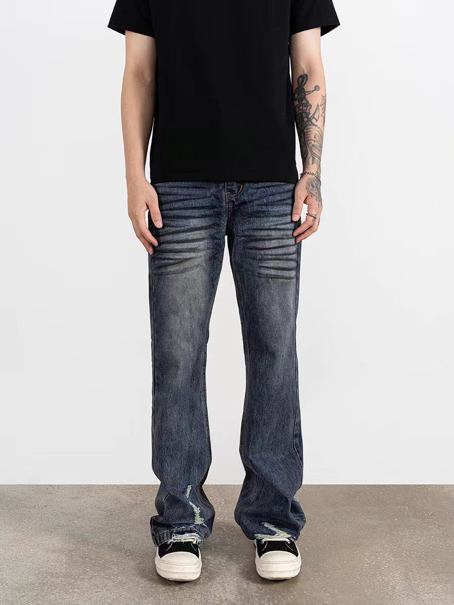 Japanese Brand × Jean High Street Cat Whisker Destroyed Straight Leg Baggy Jeans Size US 34 / EU 50 - 1 Thumbnail
