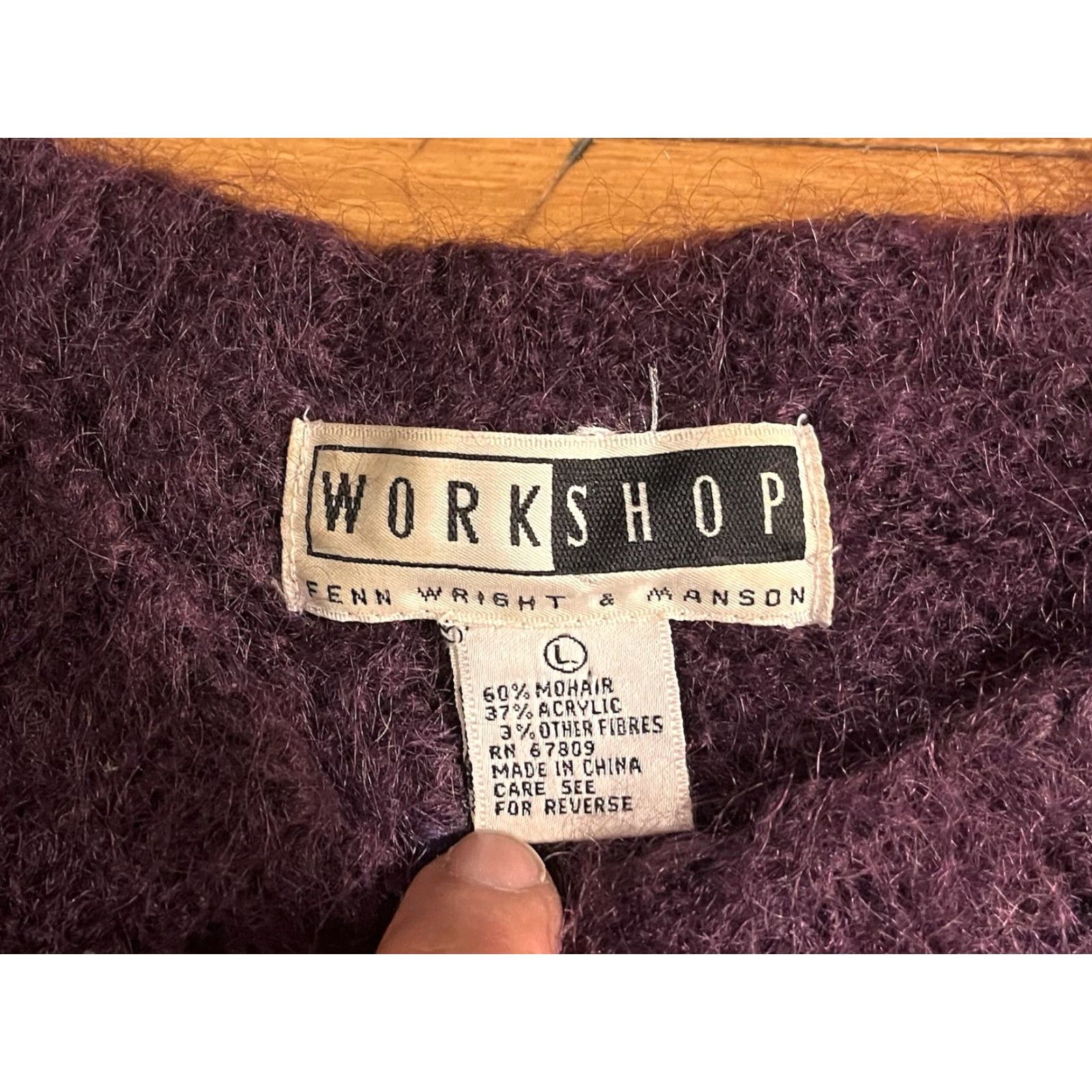 Vintage VINTAGE Fenn Wright Manson Workshop Leaves Mohair Sweater Women’s L Purple Size L / US 10 / IT 46 - 4 Thumbnail