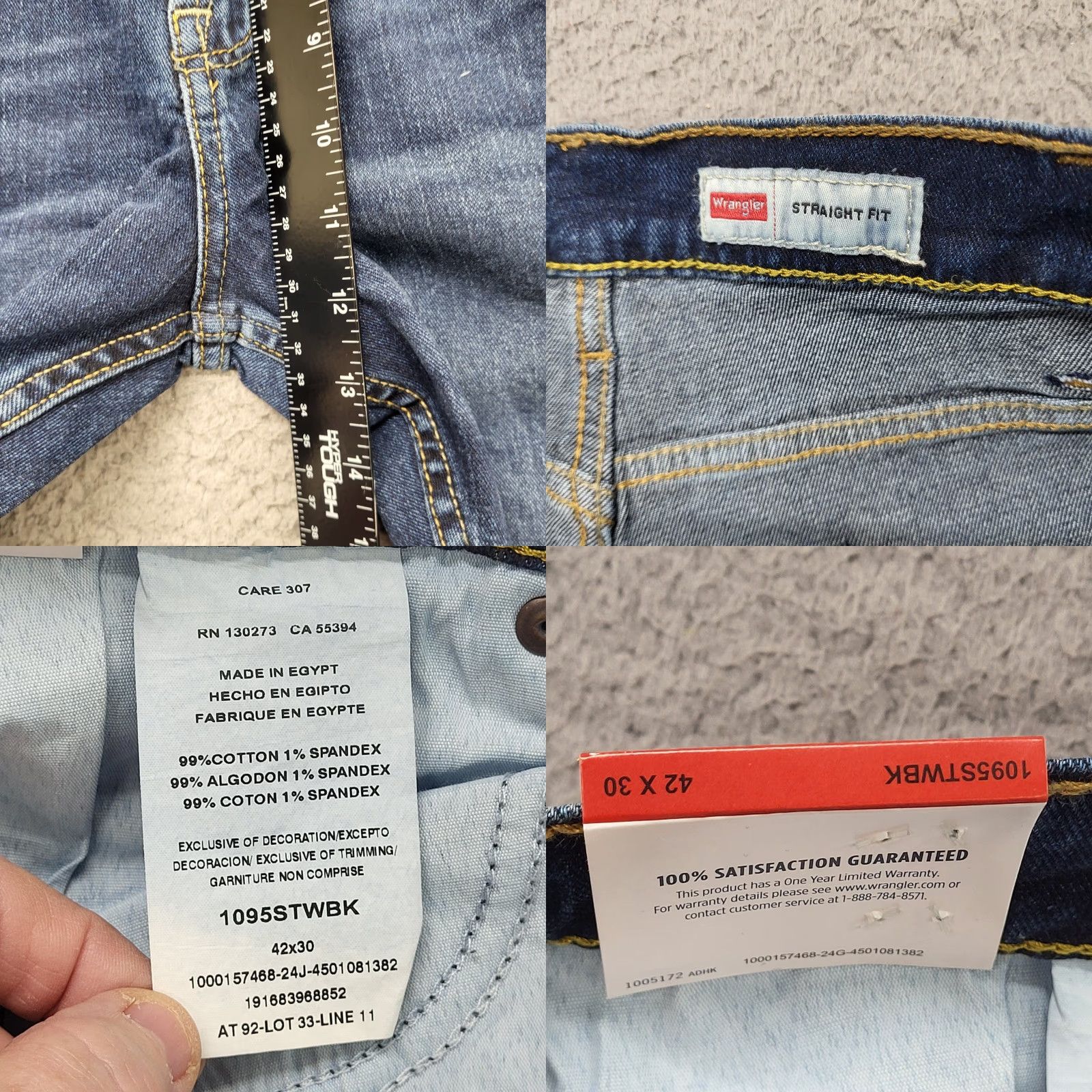 Wrangler Wrangler Jeans Mens 42x30 Five Star Premium Straight Fit Stretch Banks Blue Jeans Mens 42 Regular Comfort Pockets Denim USA Cowboy Stars 13MWZ? Size US 42 / EU 58 - 9 Thumbnail