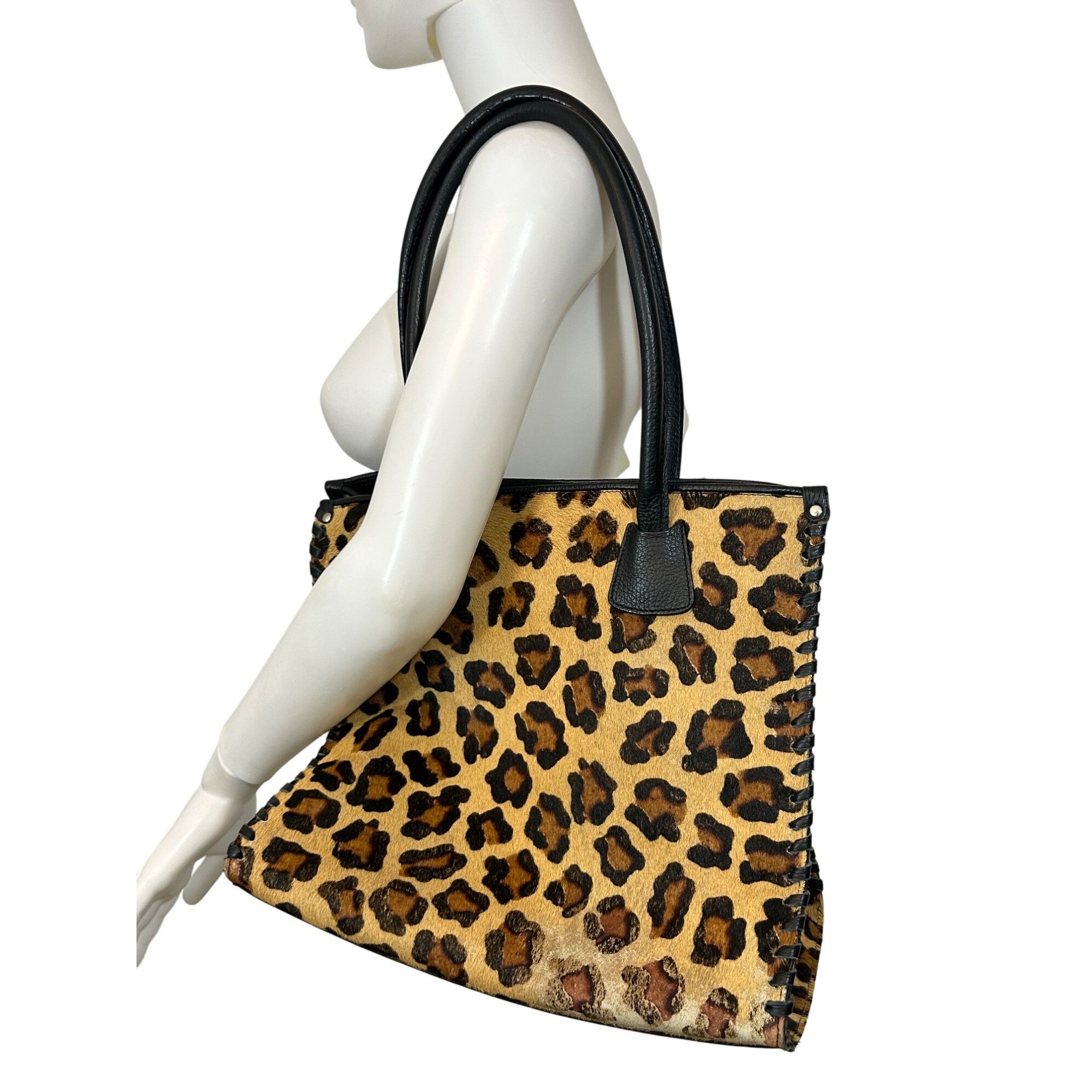 Other Claudia Firenze Leopard Print Calf Hair Black Leather Tote V Size ONE SIZE - 20 Thumbnail