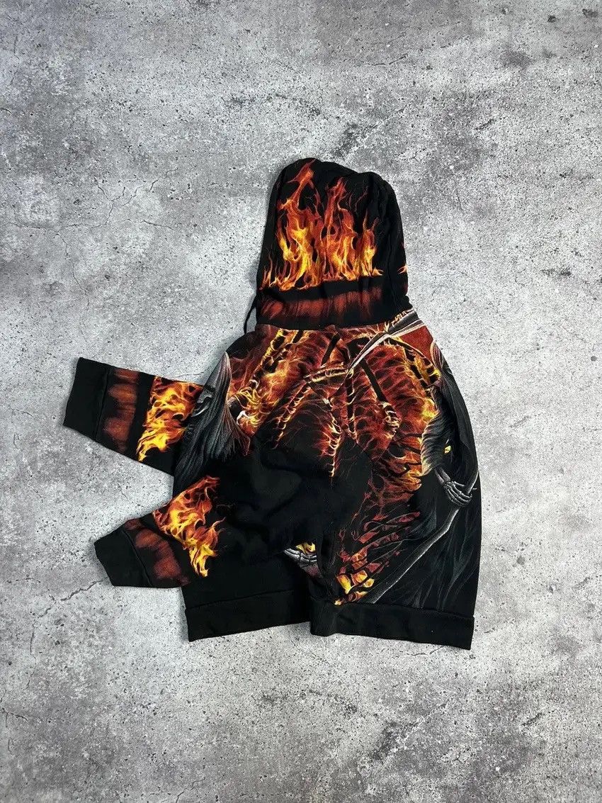 Band Tees × Vintage Vintage Fire Hoodie Y2K vintage Bones Full Print Gothic kill Size US L / EU 52-54 / 3 - 9 Thumbnail