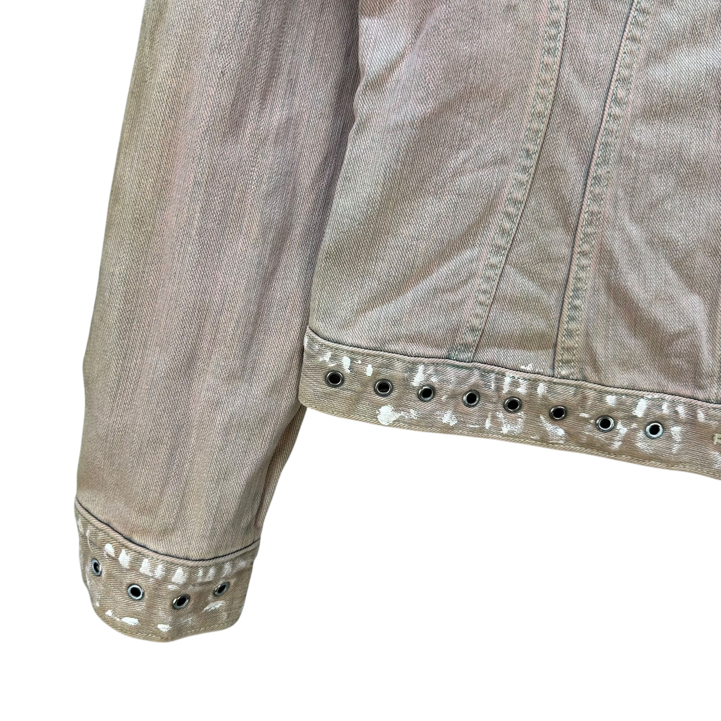 Japanese Brand PLANET REMIX Faded Pink Cropped Jean Jacket #A71-1740 Size M / US 6-8 / IT 42-44 - 4 Thumbnail