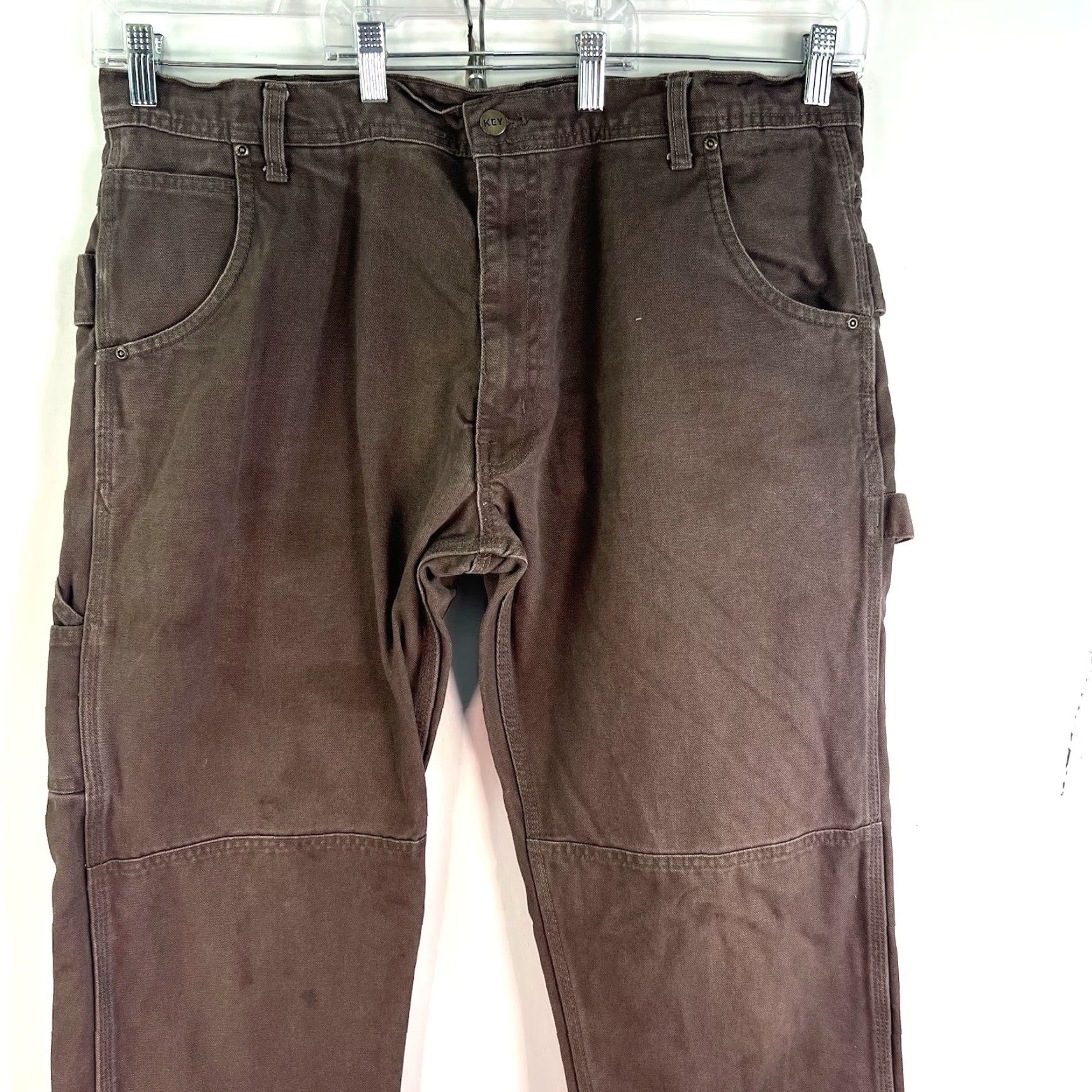Vintage VINTAGE Key Mens Carpenter Pants Size 38 Brown Canvas Workwear Casual Straight Fit Size US 38 / EU 54 - 2 Thumbnail