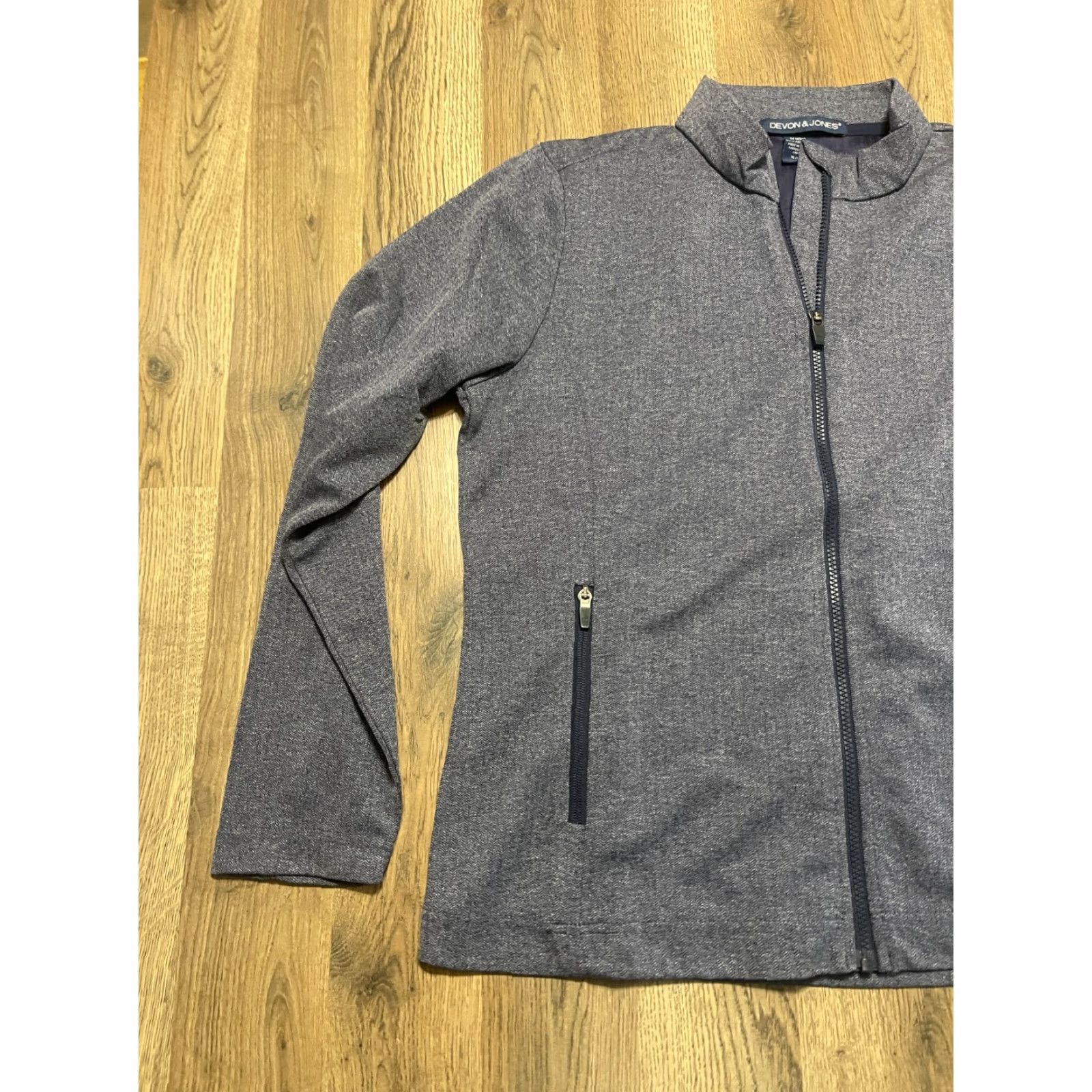 Vintage Devon & Jones Shirt XL Blue Long Sleeve Full Zip Pockets Men's Sweatshirt Regular Casual Size US XL / EU 56 / 4 - 3 Thumbnail