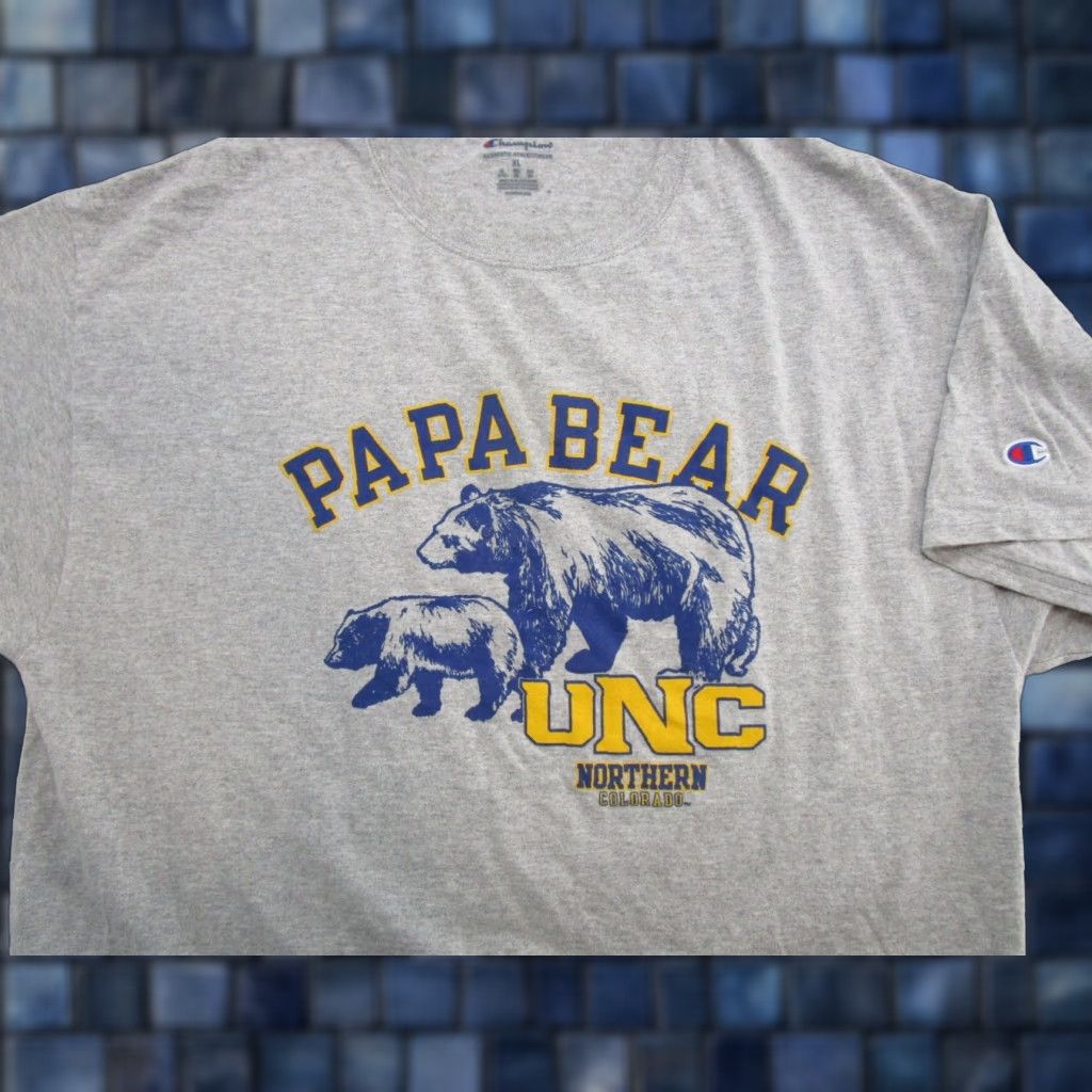Champion Champion UNC Dad Papa Bear Shirt XL Gray Mens T-Shirt Short Sleeve Baseball University of Northern Colorado 90s? Size US XL / EU 56 / 4 - 1 Thumbnail