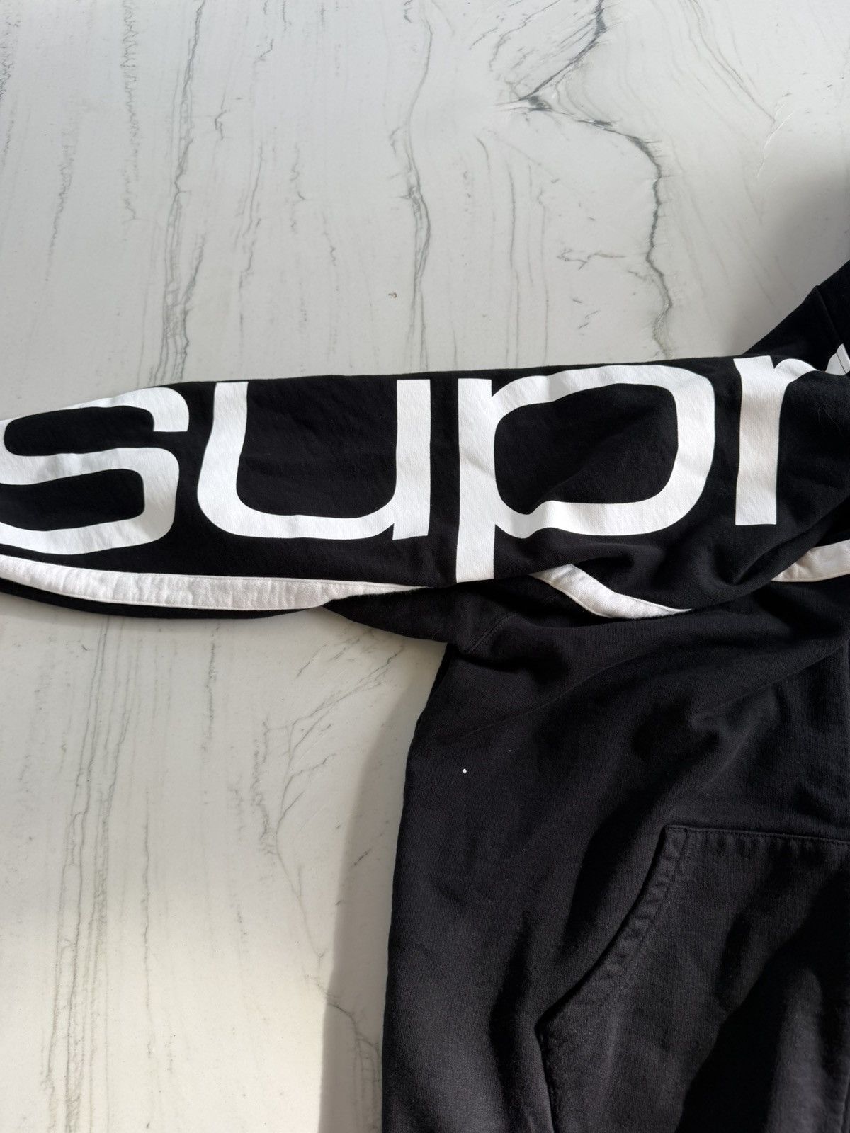 Supreme Supreme Big Logo Paneled Zip Up Hooded Sweatshirt Black Size US L / EU 52-54 / 3 - 3 Thumbnail