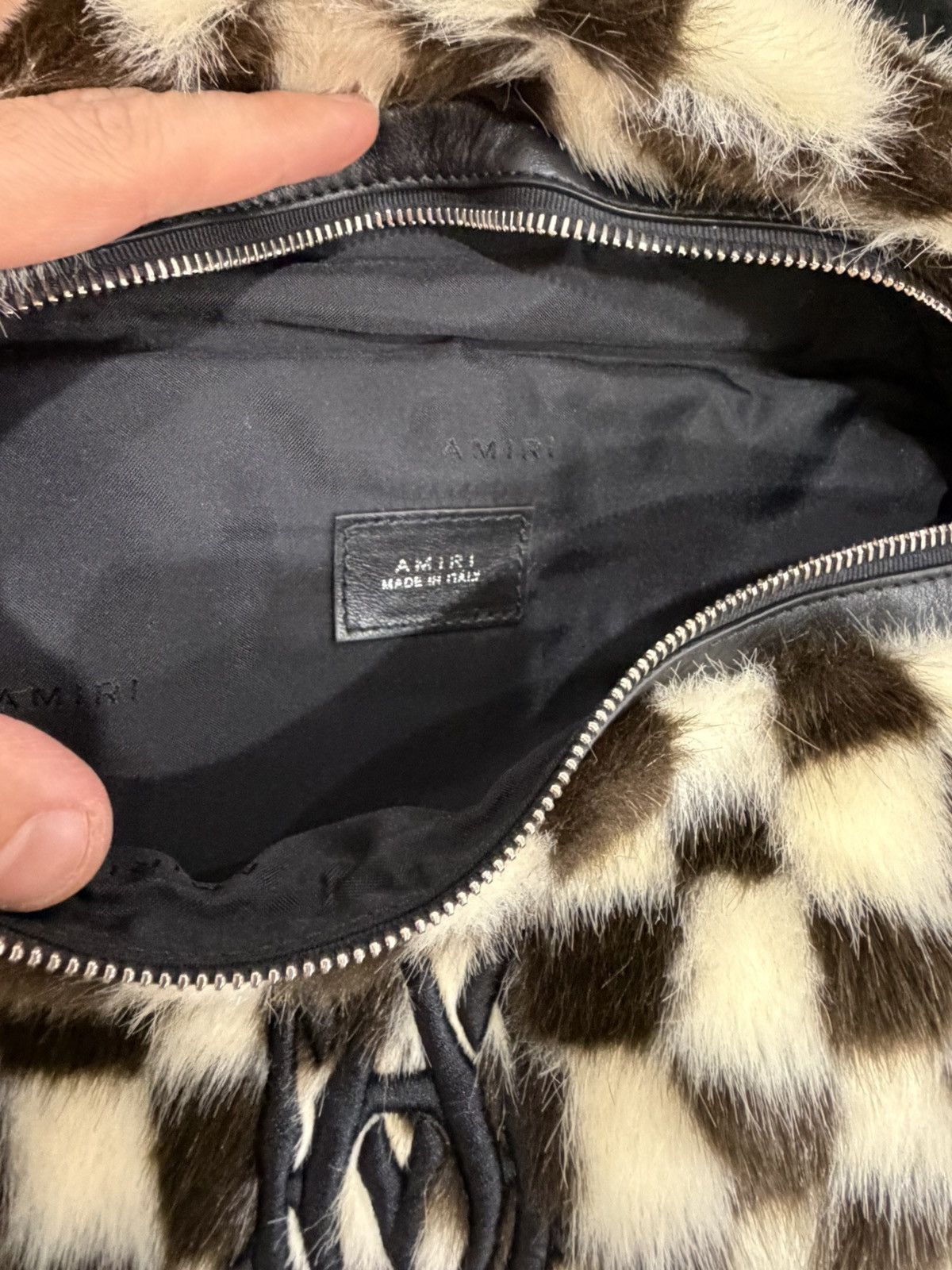 Amiri AMIRI Men's Checkered Faux Fur Belt Bag Size ONE SIZE - 6 Thumbnail